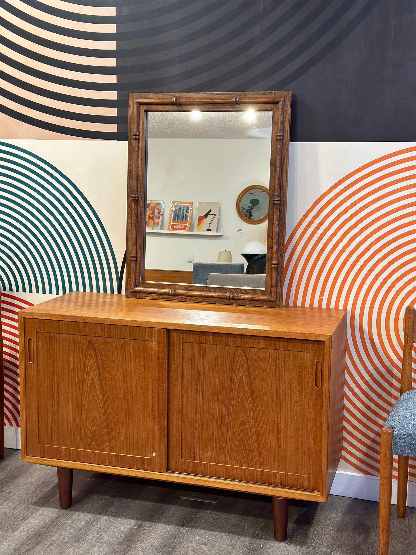 Vintage Solid Wood Bamboo Effect Mirror
