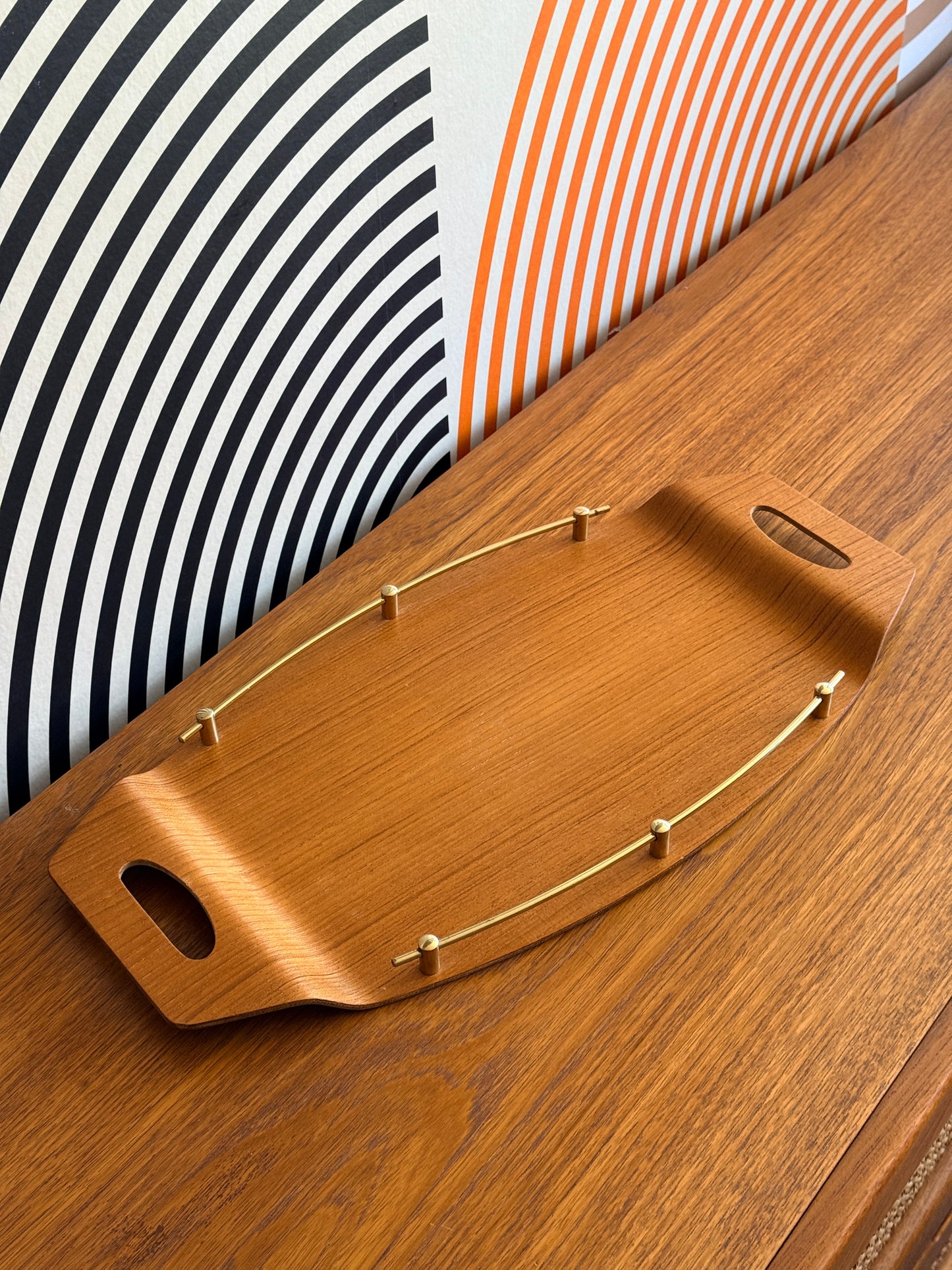 Vintage Japanese Bentwood Teak Tray