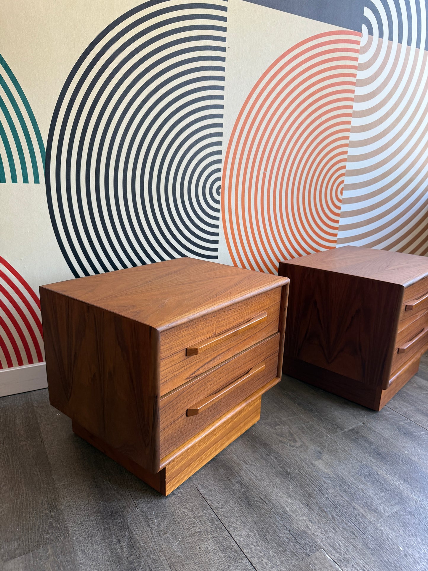 Pair of Teak Nightstand Tables
