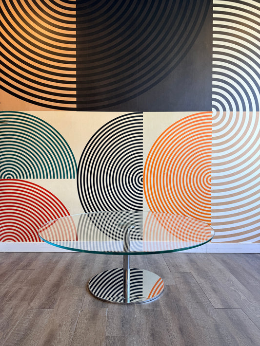 Round Glass and Chrome Coffee Table in Style of Giovanni Tommaso Garattoni
