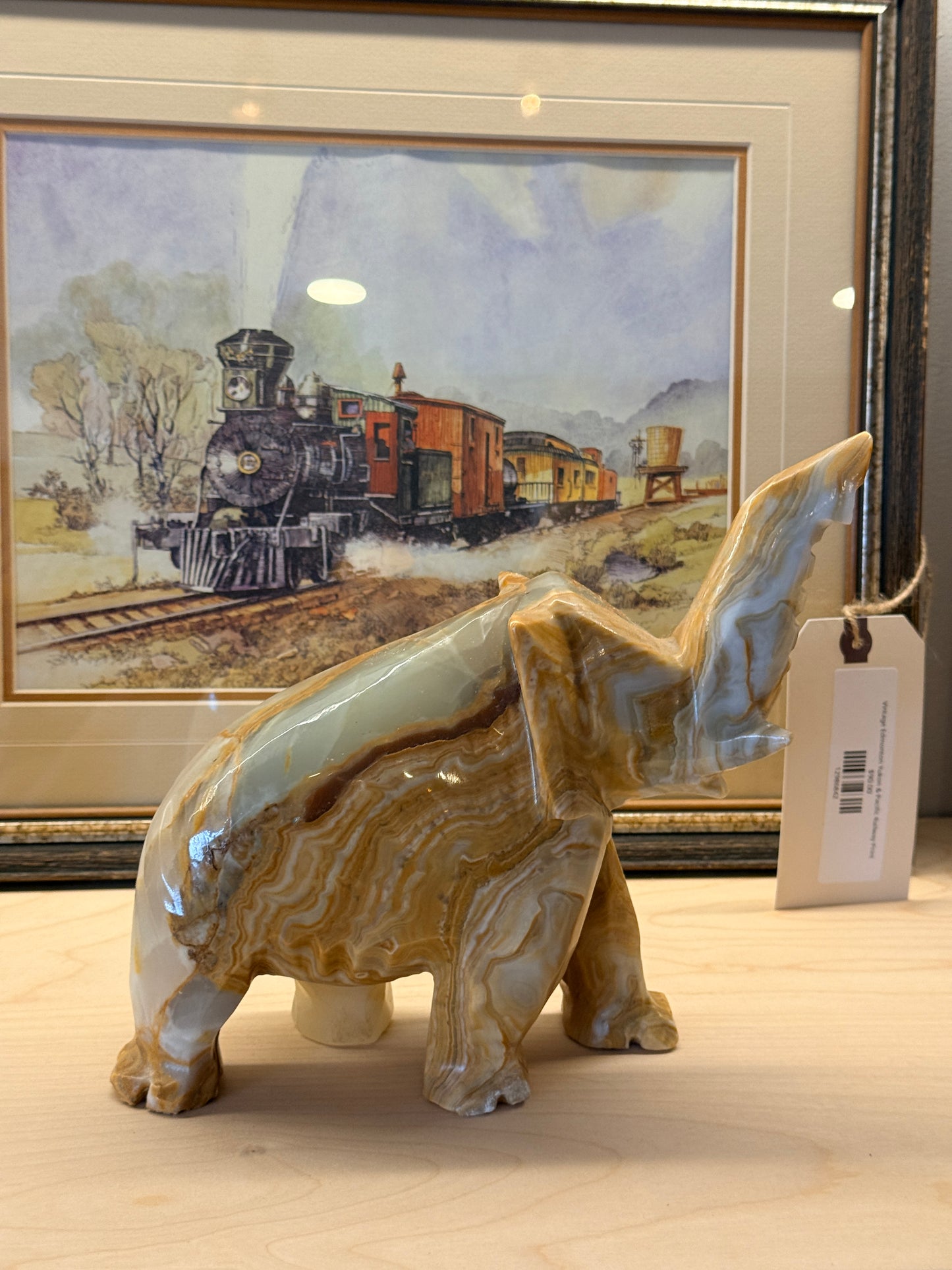 Vintage Onyx Elephant Figurine