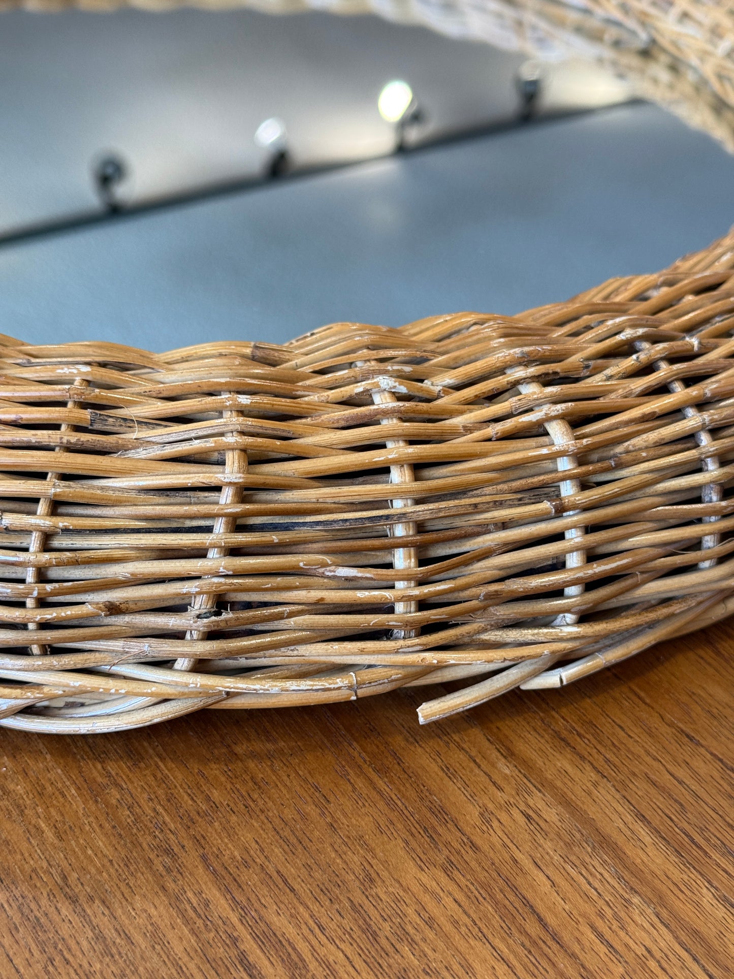 Vintage Round Wicker Mirror