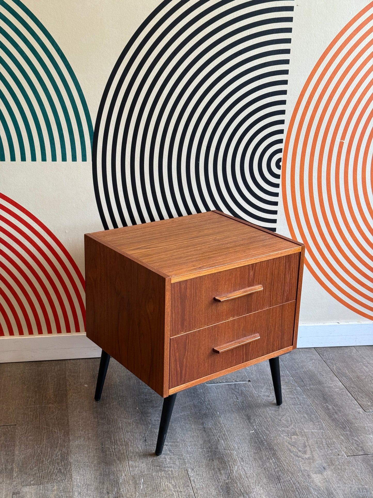 Single Teak Nighstand on Metal Legs