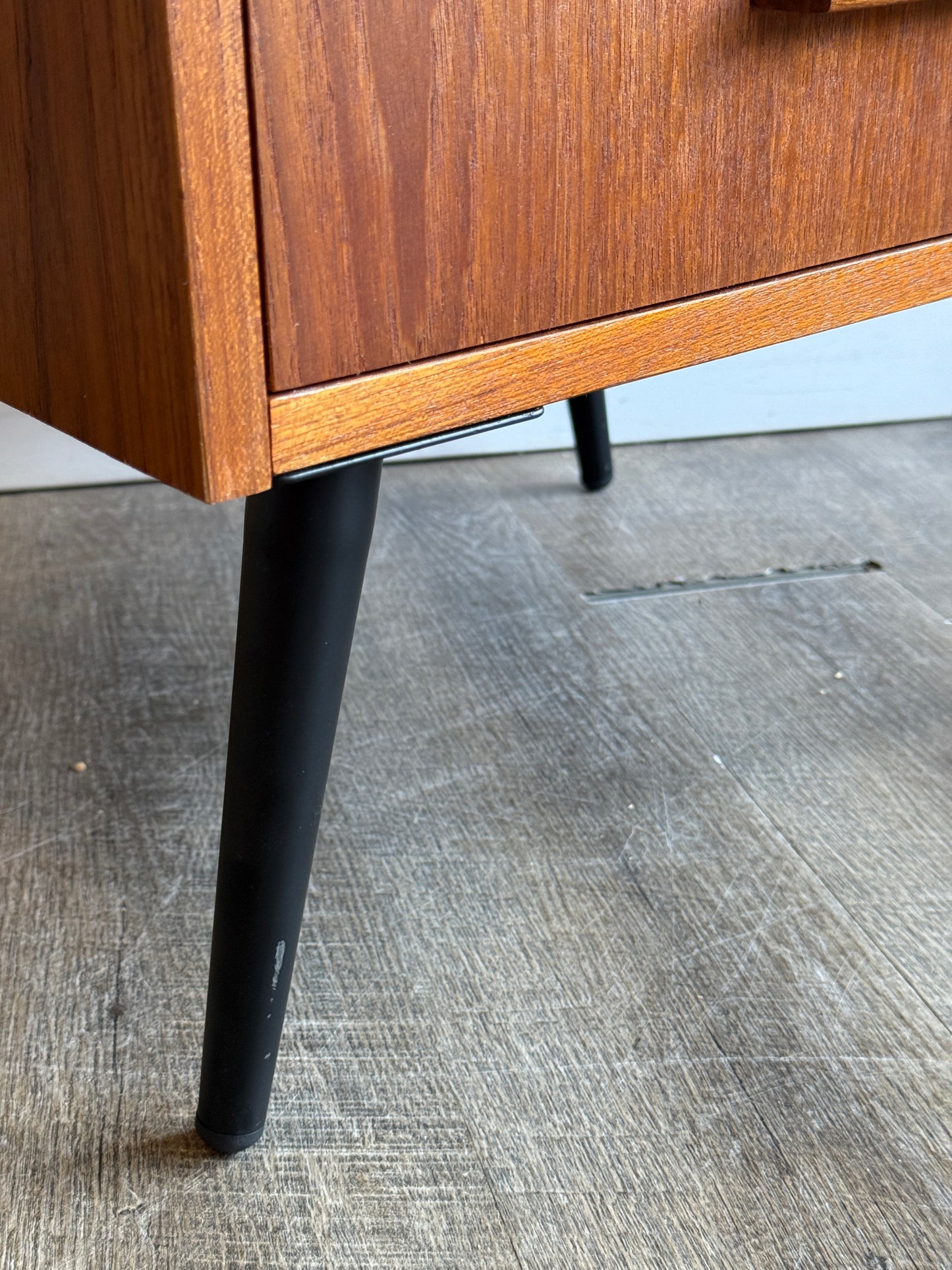 Single Teak Nighstand on Metal Legs