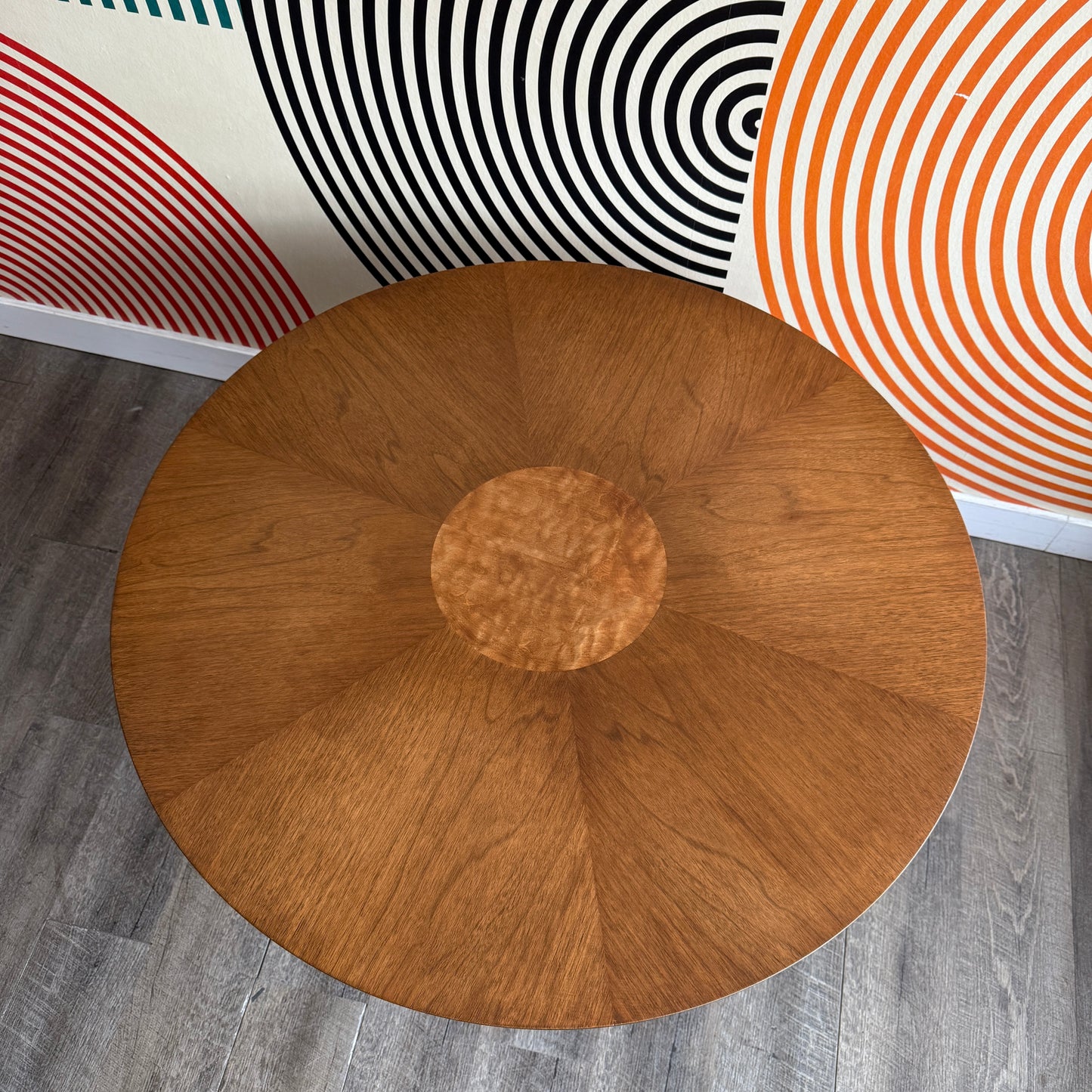 Drexel Round Coffee Table with Woven Wicker Details