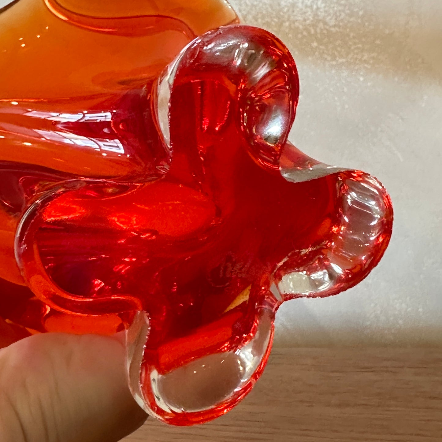 Vintage Chalet Red/Orange Glass Basket