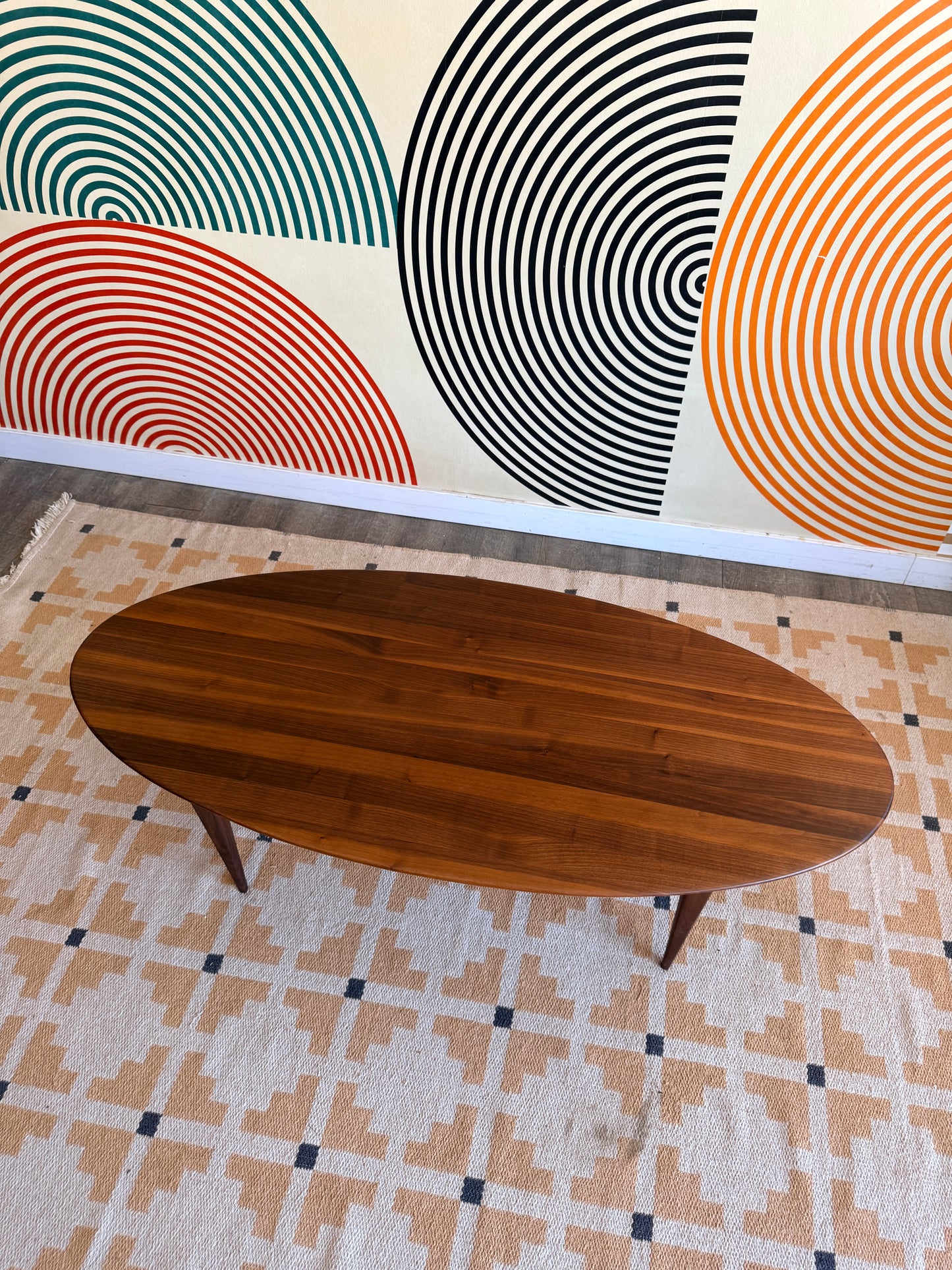 Solid Walnut Oval Coffee Table