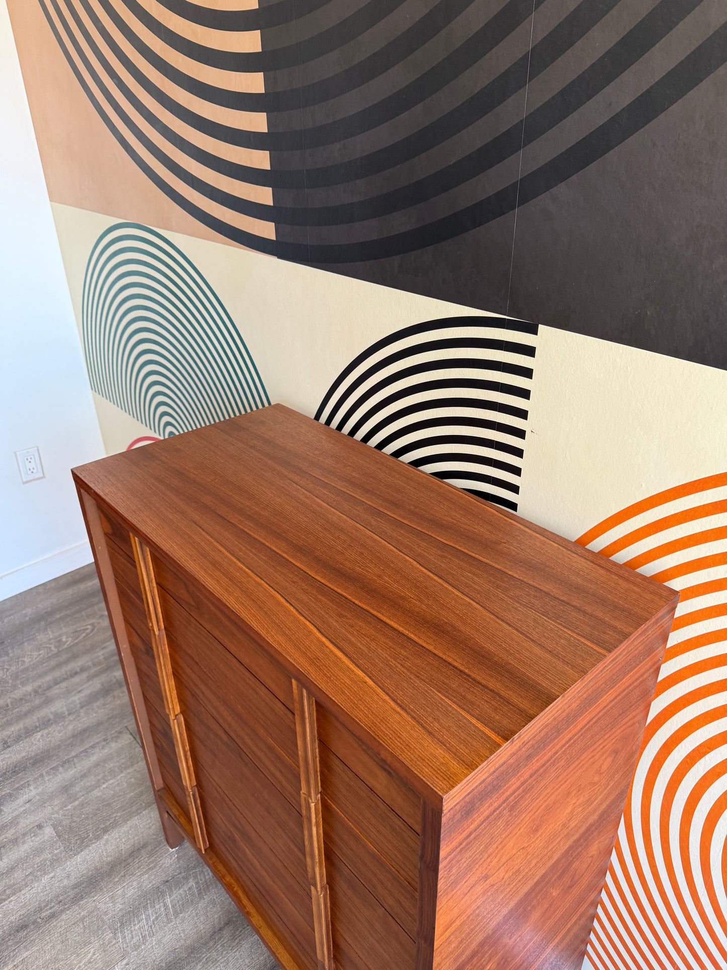 Vintage Walnut Tallboy Dresser