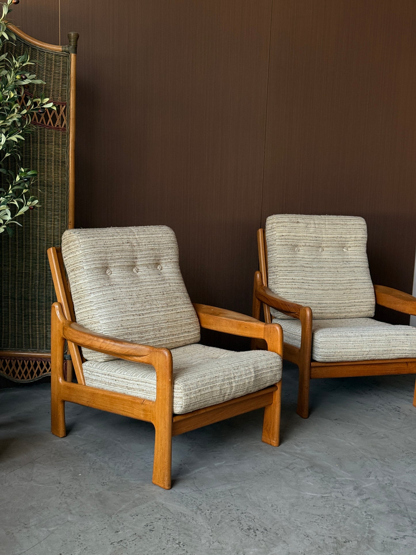 Vintage MCM Solid Teak Lounge Chairs