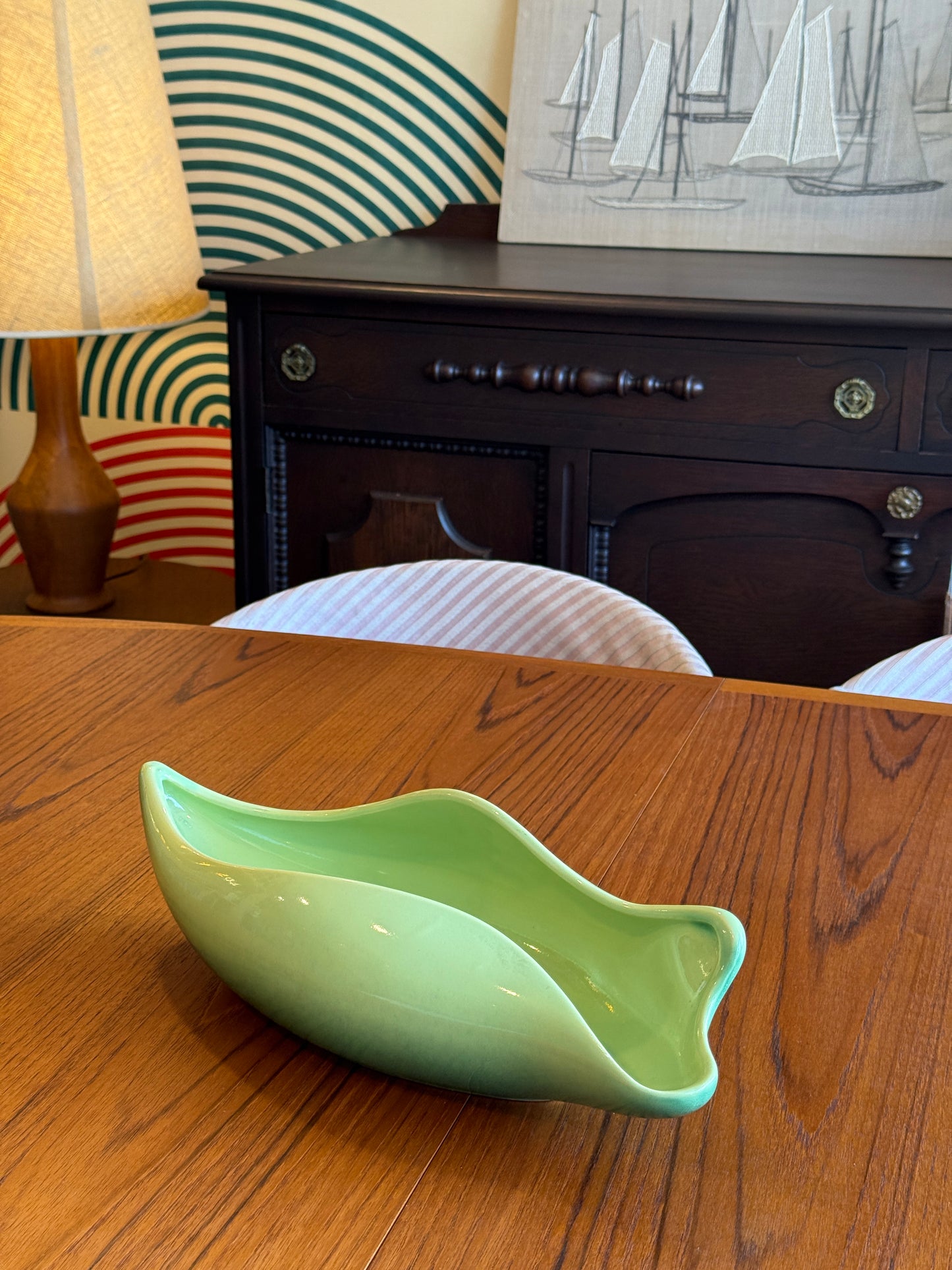 Large Green Beauceware Pottery Ceramic Planter/Bowl