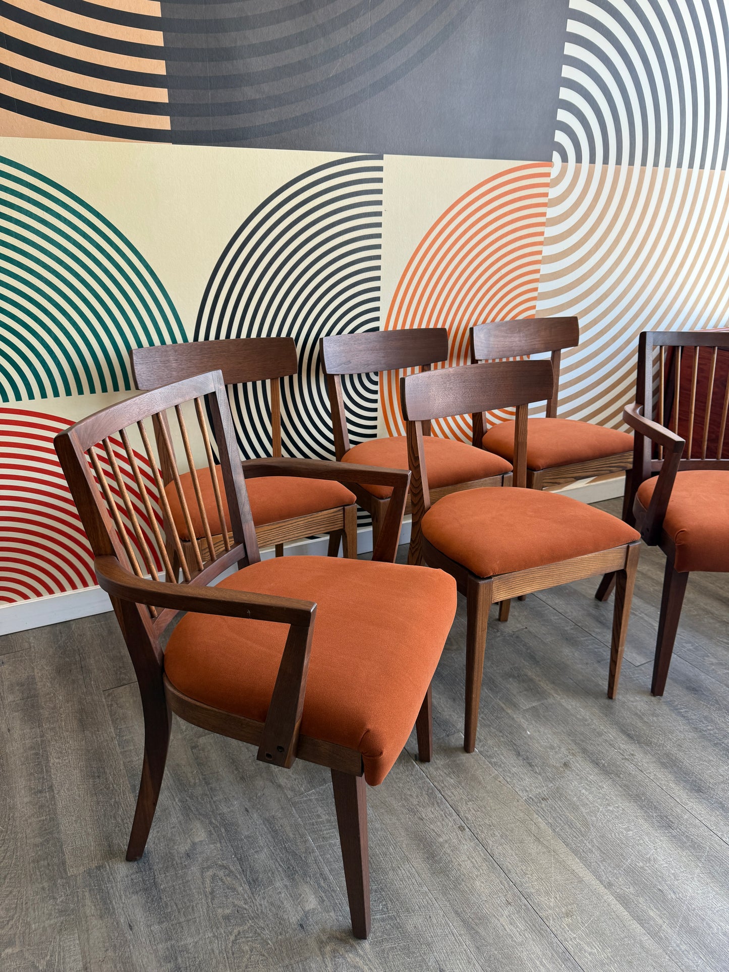 Set of 6 Vintage Walnut Chairs