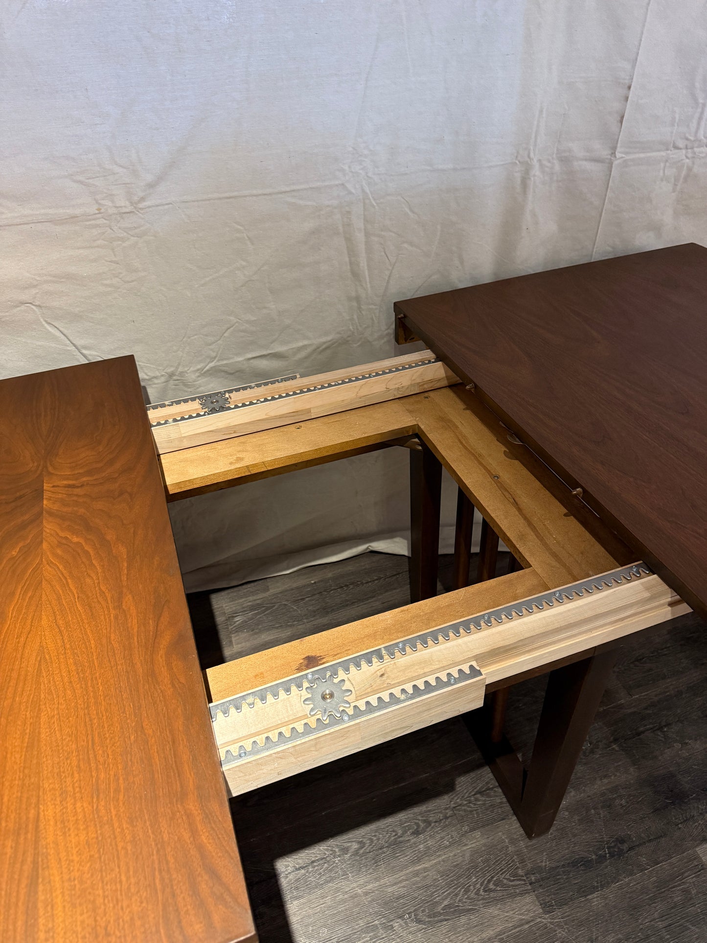 Extendable Vintage Walnut Dining Table by Walter Wabash