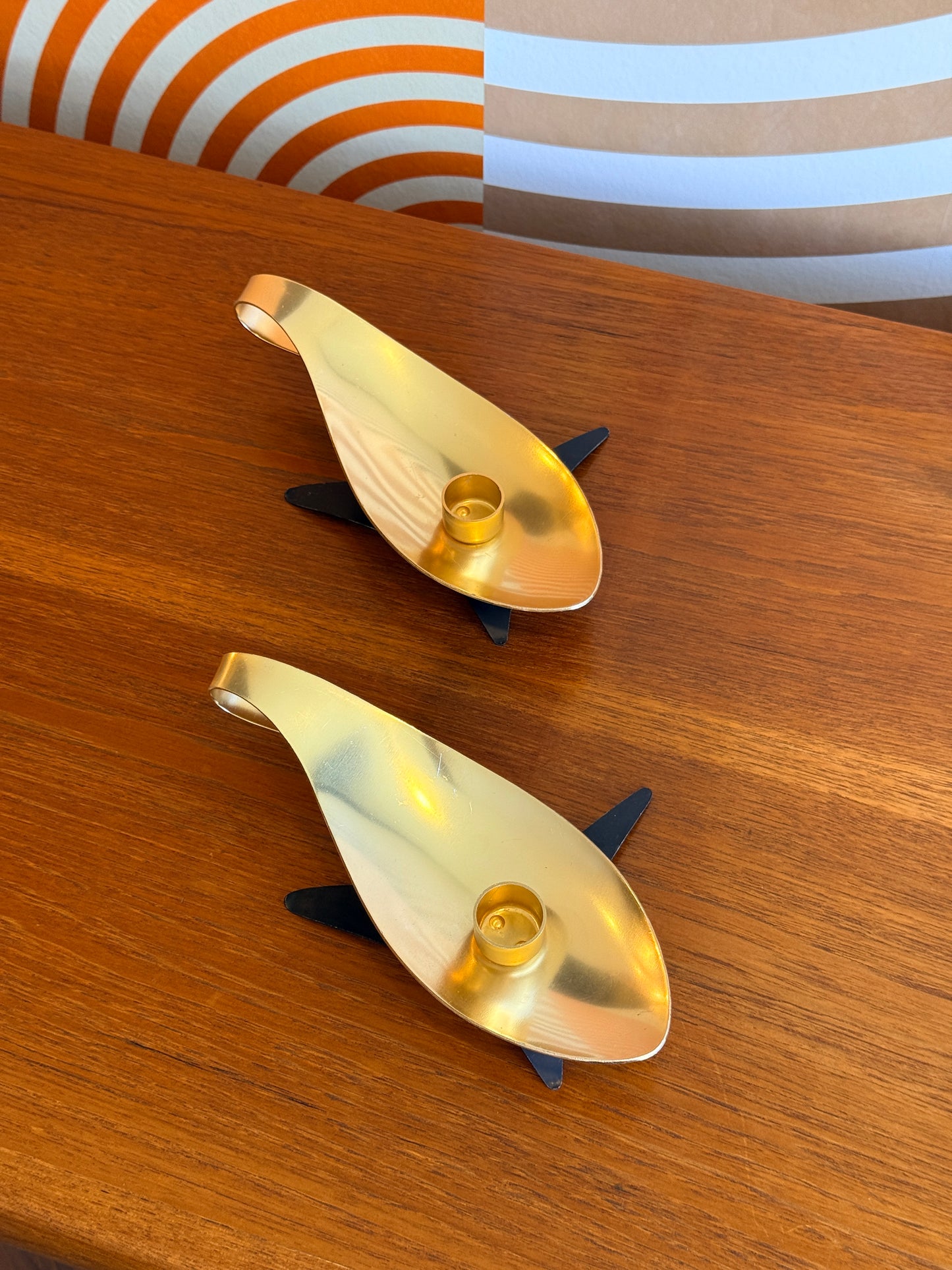 Pair of Vintage Midcentury Modern Aluminum Candle Holders by Mirro,USA