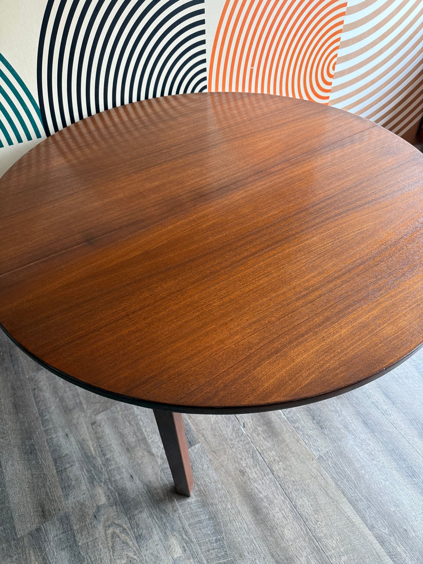 Vintage Round Walnut Dining Table