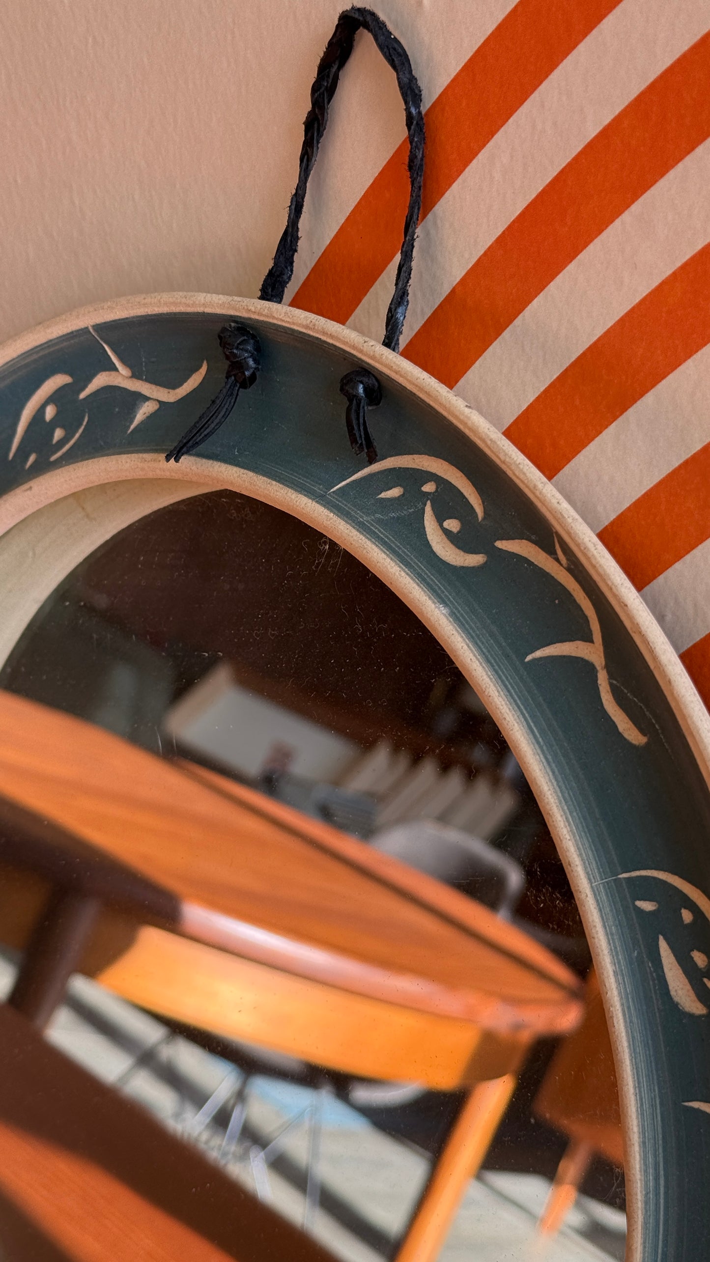 Vintage Hand-Painted Ceramic Mirror