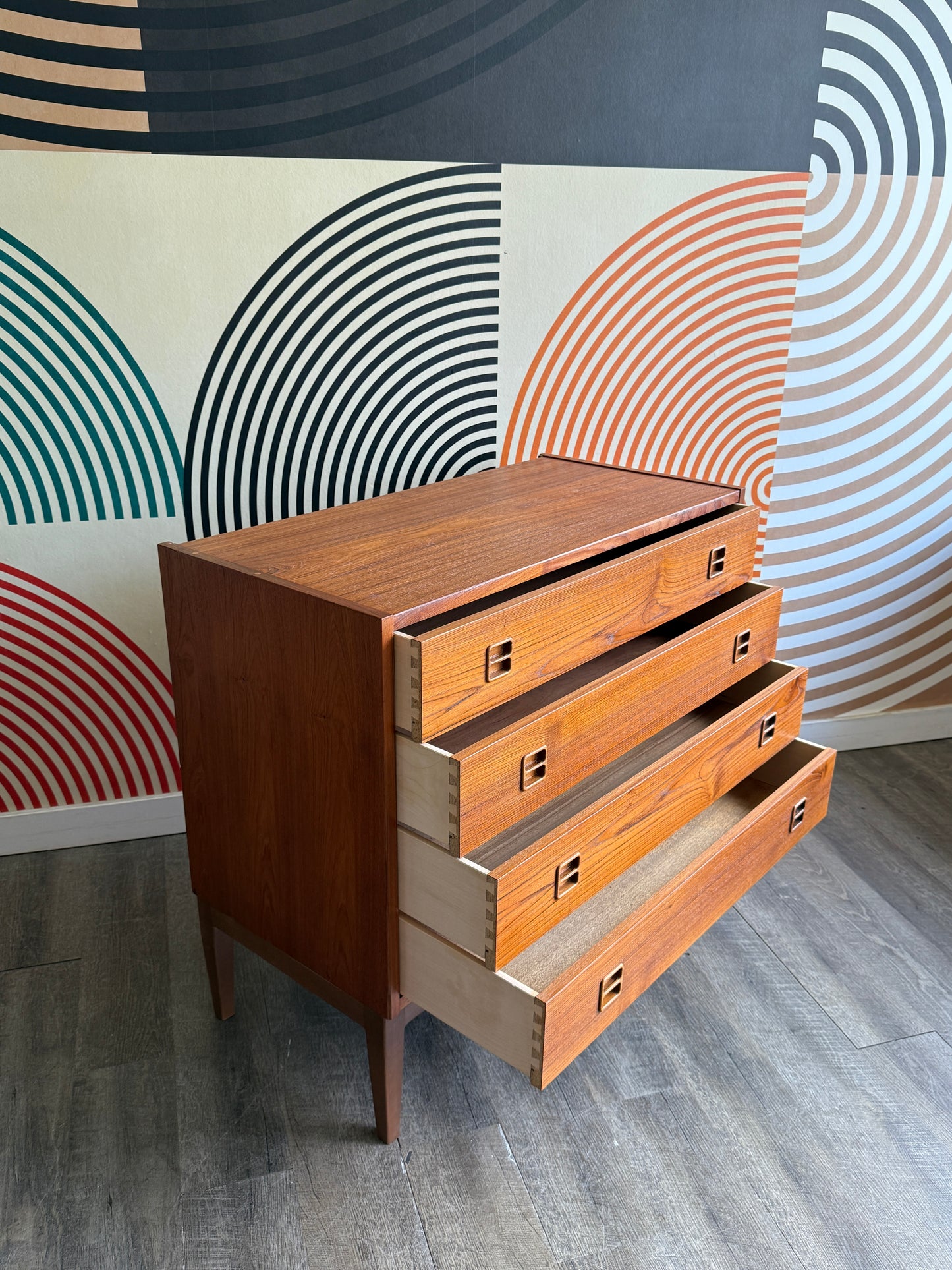 Vintage Teak Chest of Drawers on Custom Base
