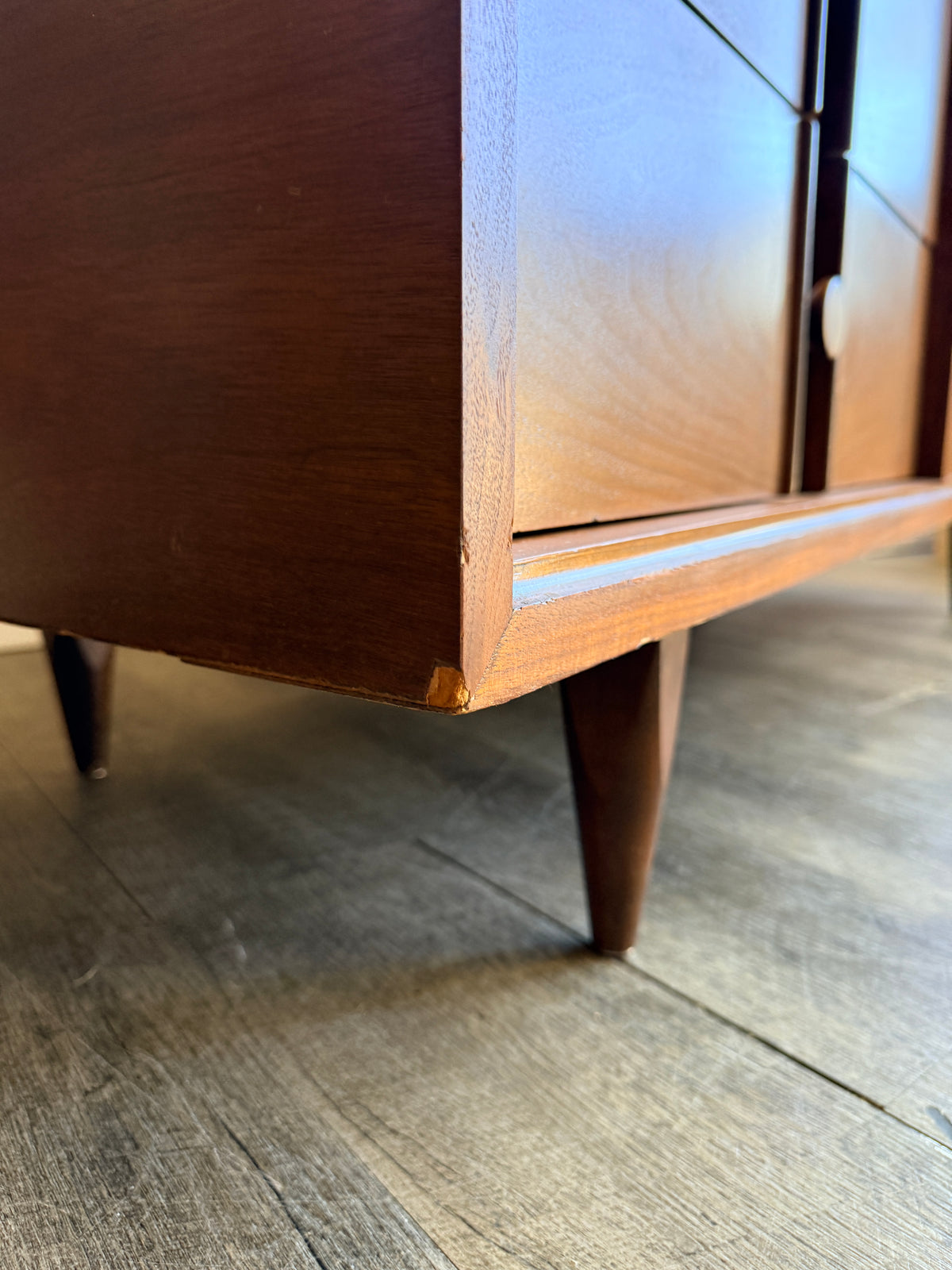 Vintage Walnut 6-Drawer Dresser