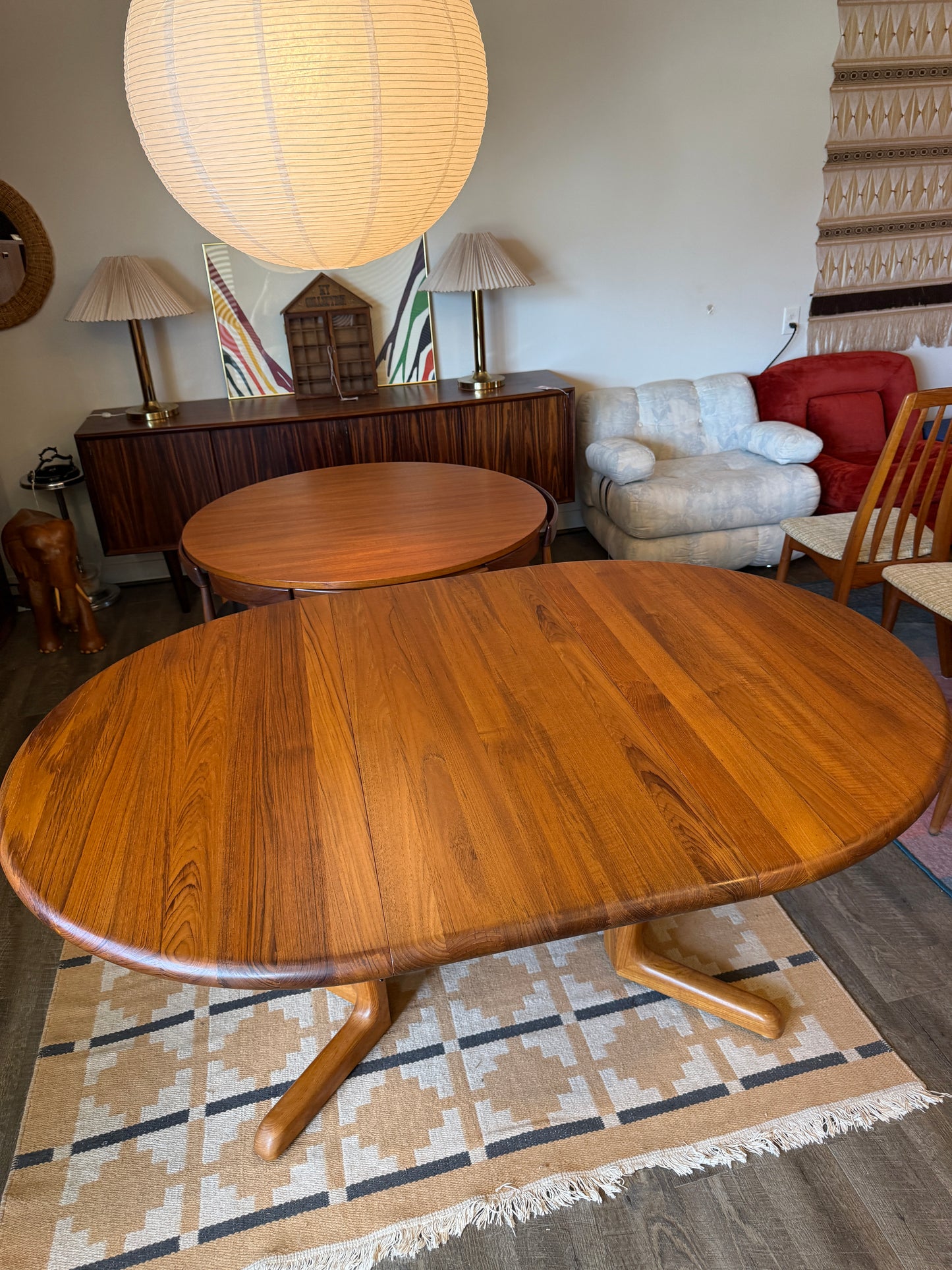 Danish Round Teak Dining Table by Johs. Kristoffersen & Son