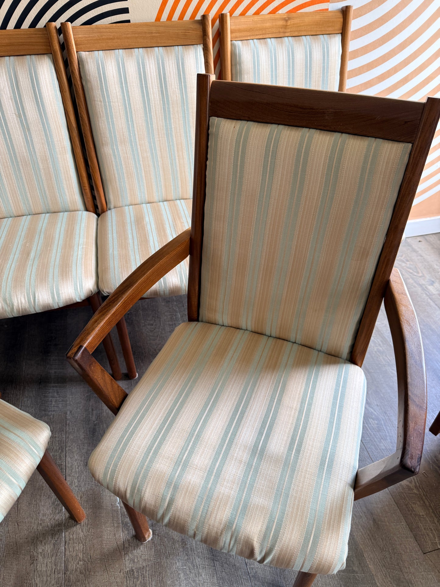 Set of 6 Afromasia Teak Highback Chairs