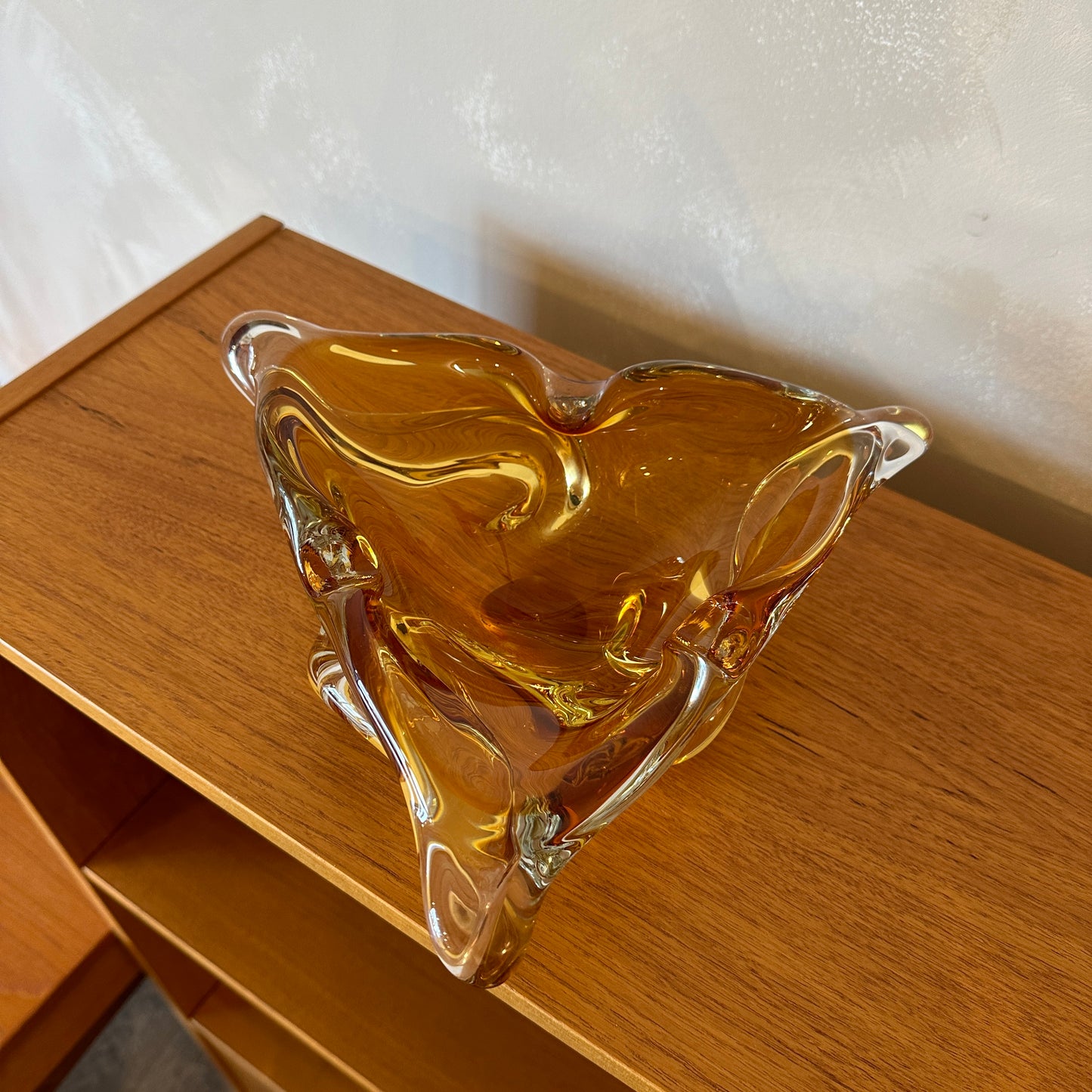 Vintage Chalet Triangular Glass Ashtray/Decorative Bowl