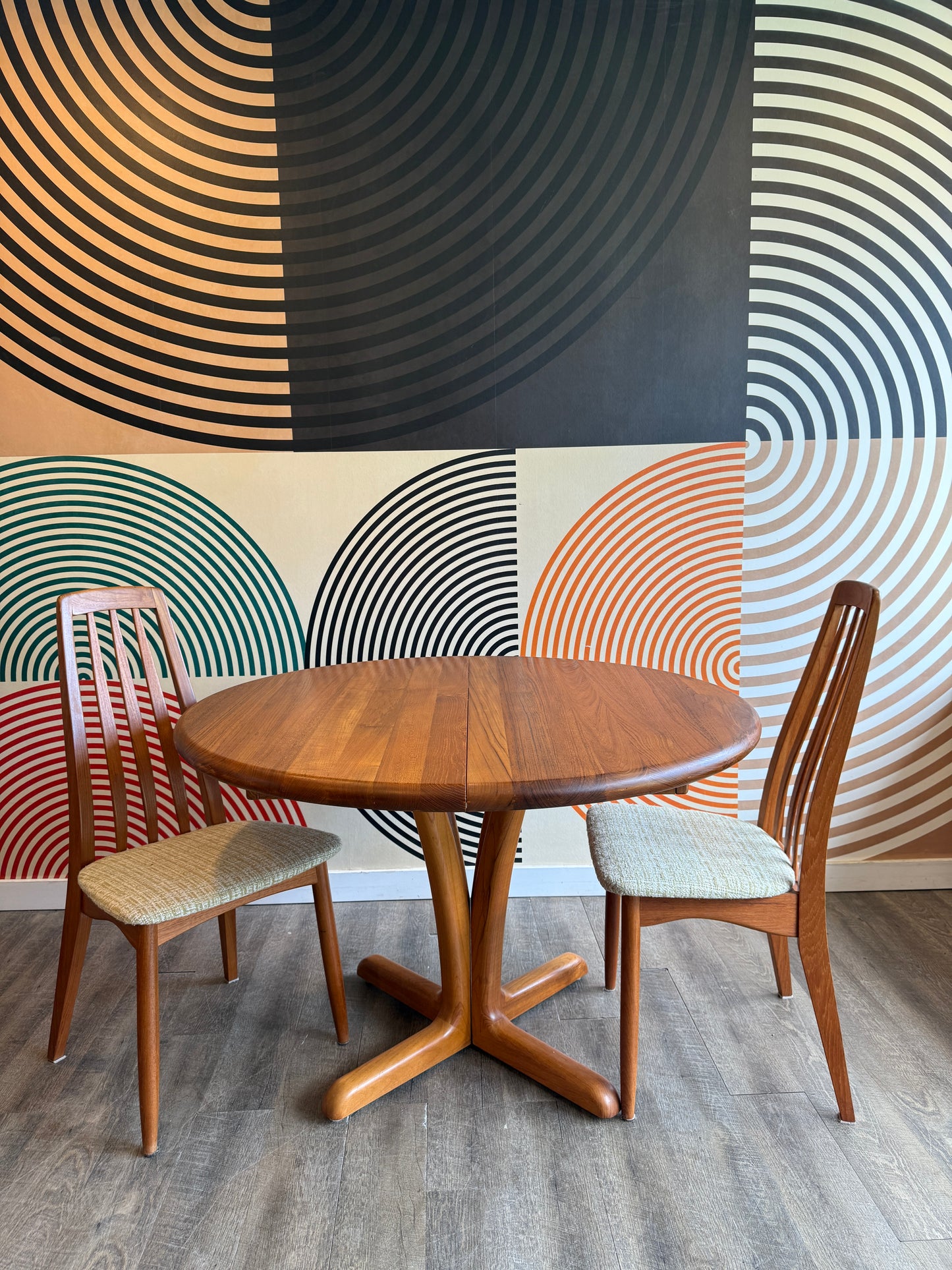 Danish Round Teak Dining Table by Johs. Kristoffersen & Son