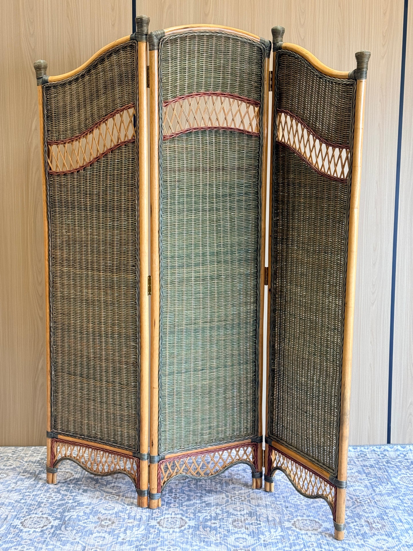 Rattan Room Divider with Wicker Panels, 1970s