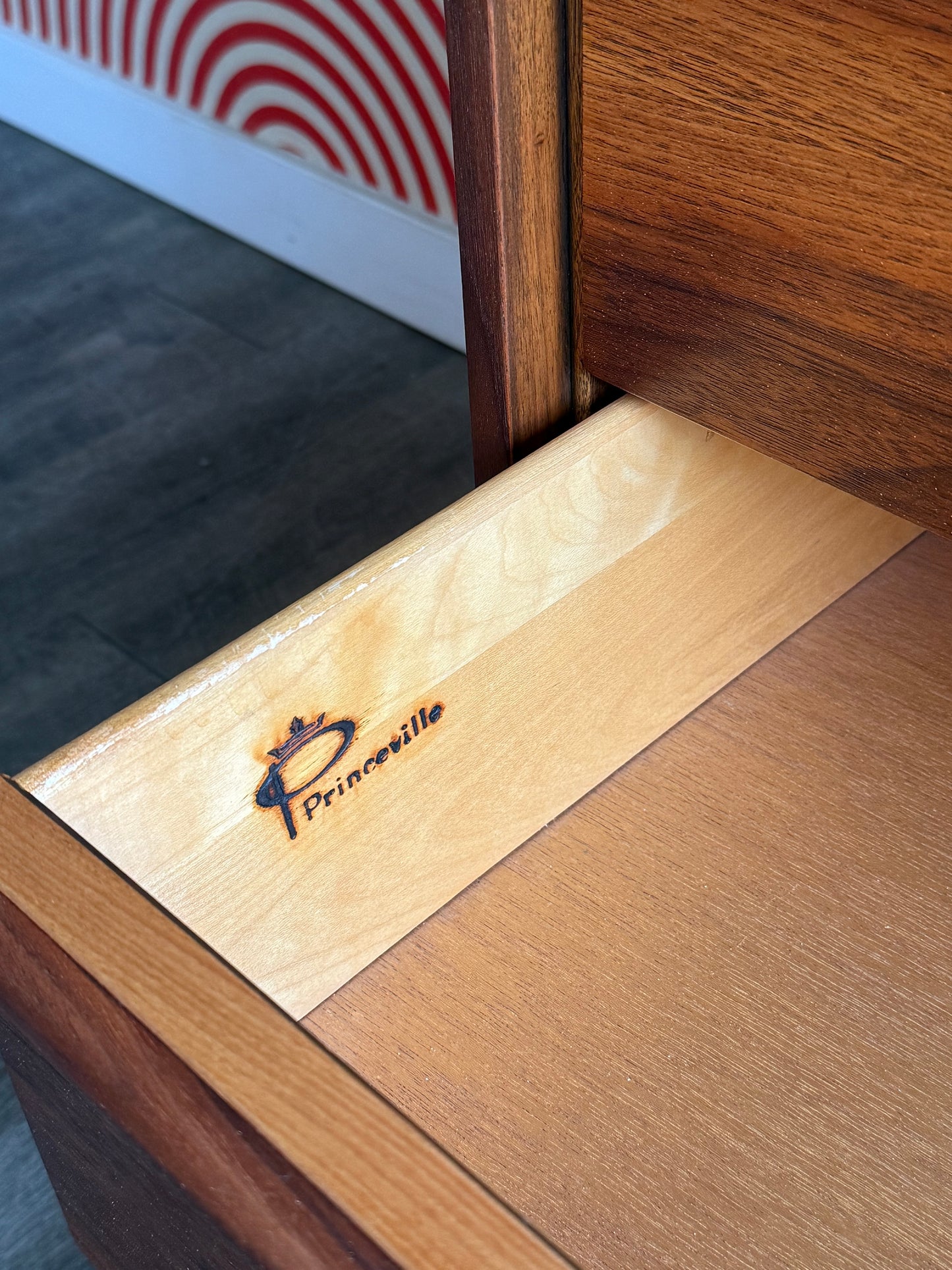 Vintage Walnut 5 Drawer Dresser by Princeville