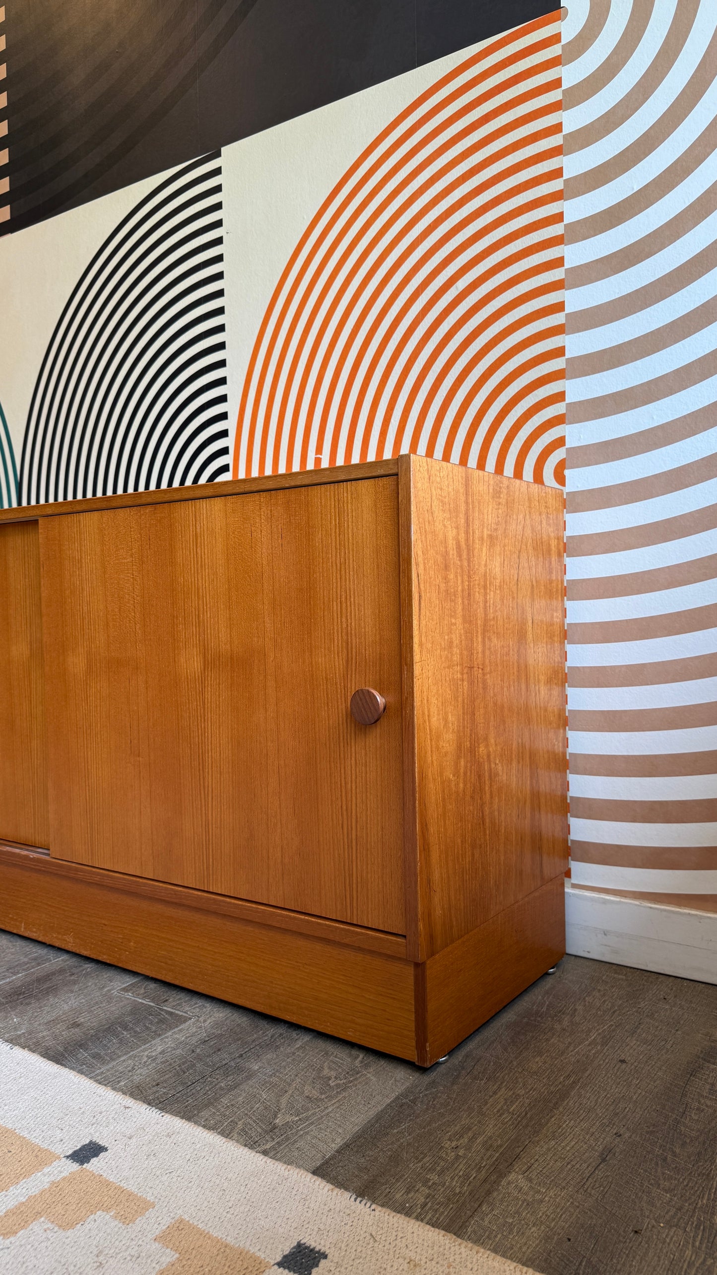 Vintage Teak Sliding Door Cabinet
