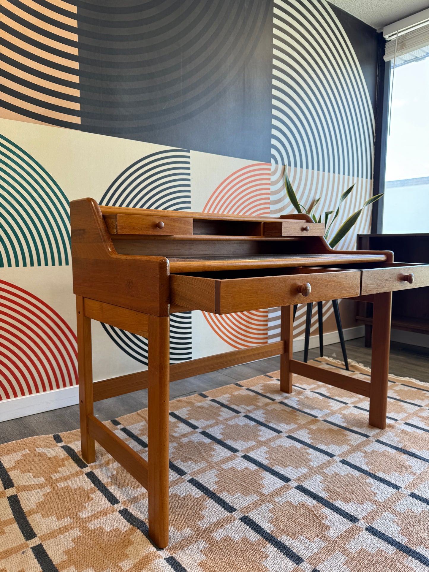 Danish Solid Teak Desk by John Mortensen for Dyrlund