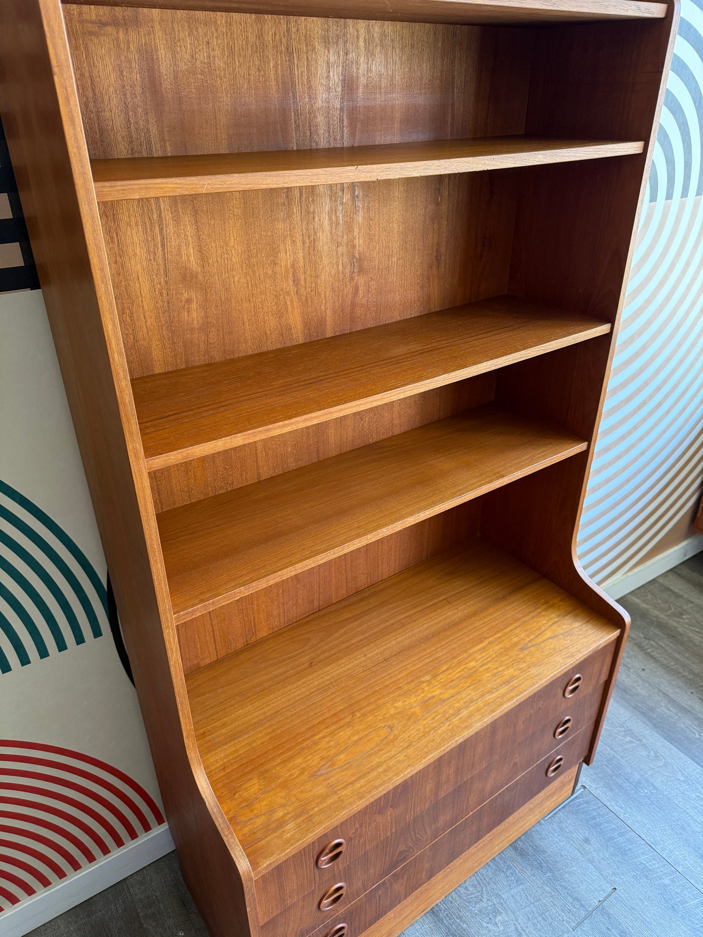 Vintage Teak Wall Unit with Drawers