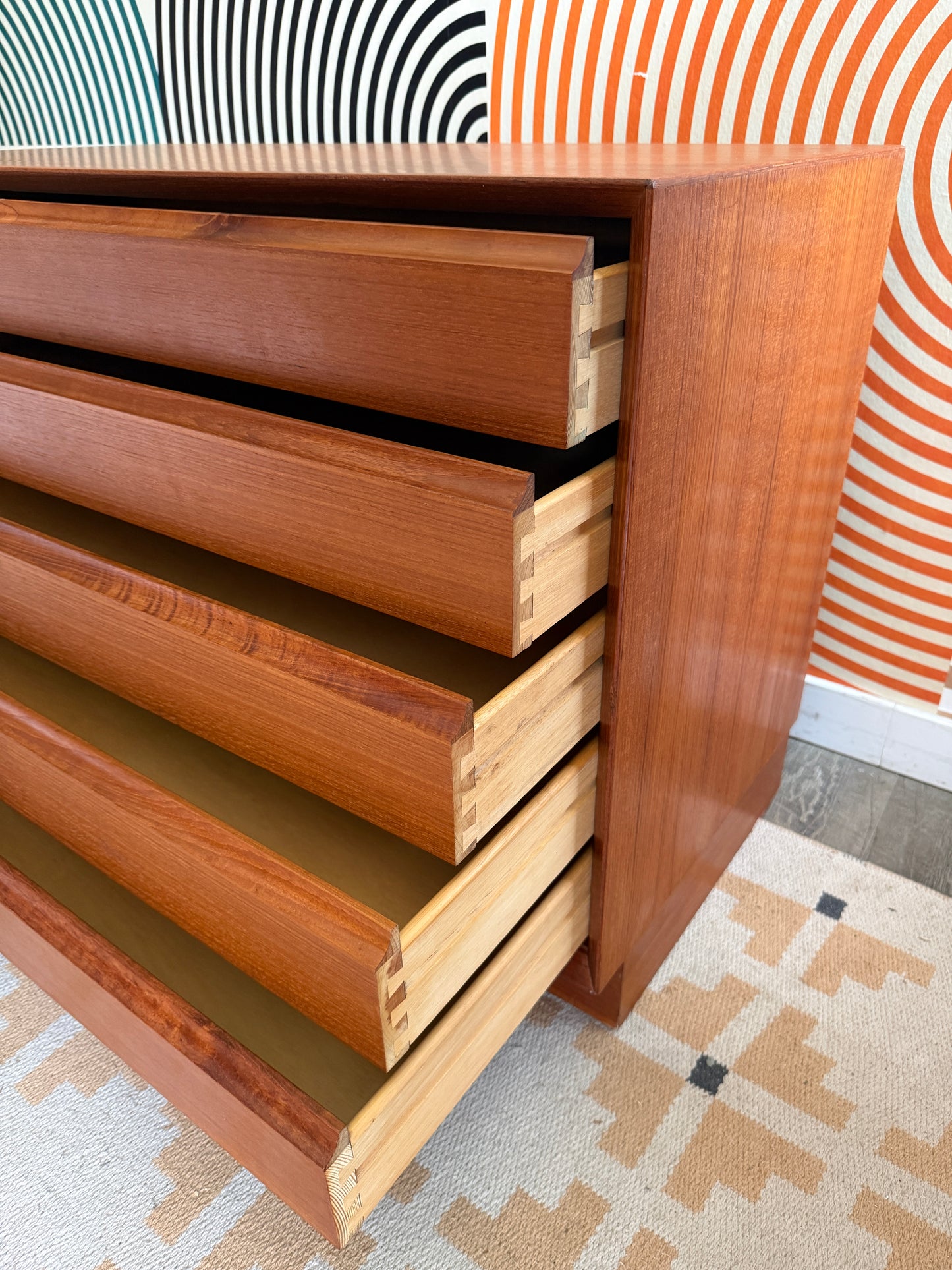 Danish Teak Five-Drawer Dresser