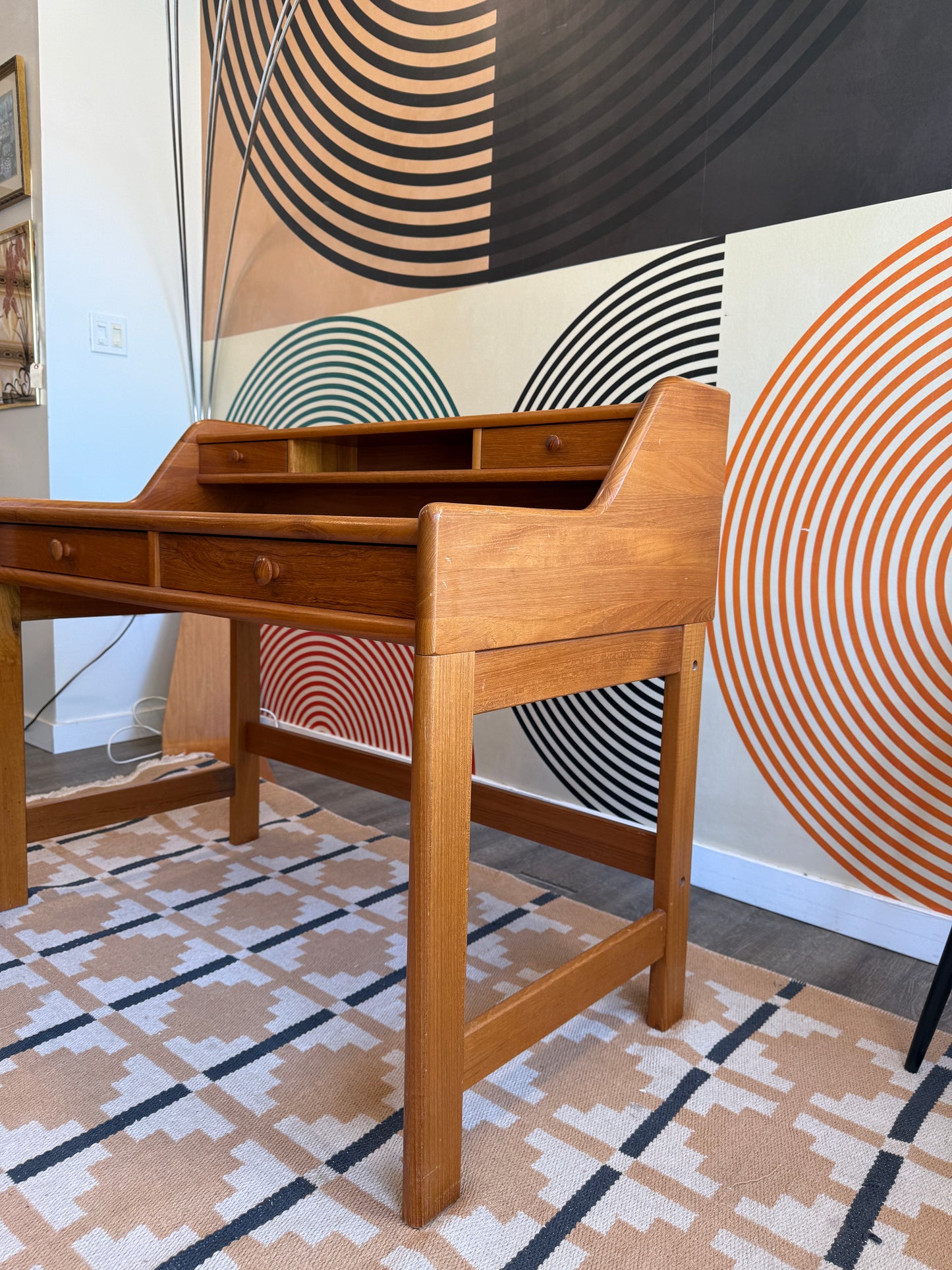 Danish Solid Teak Desk by John Mortensen for Dyrlund