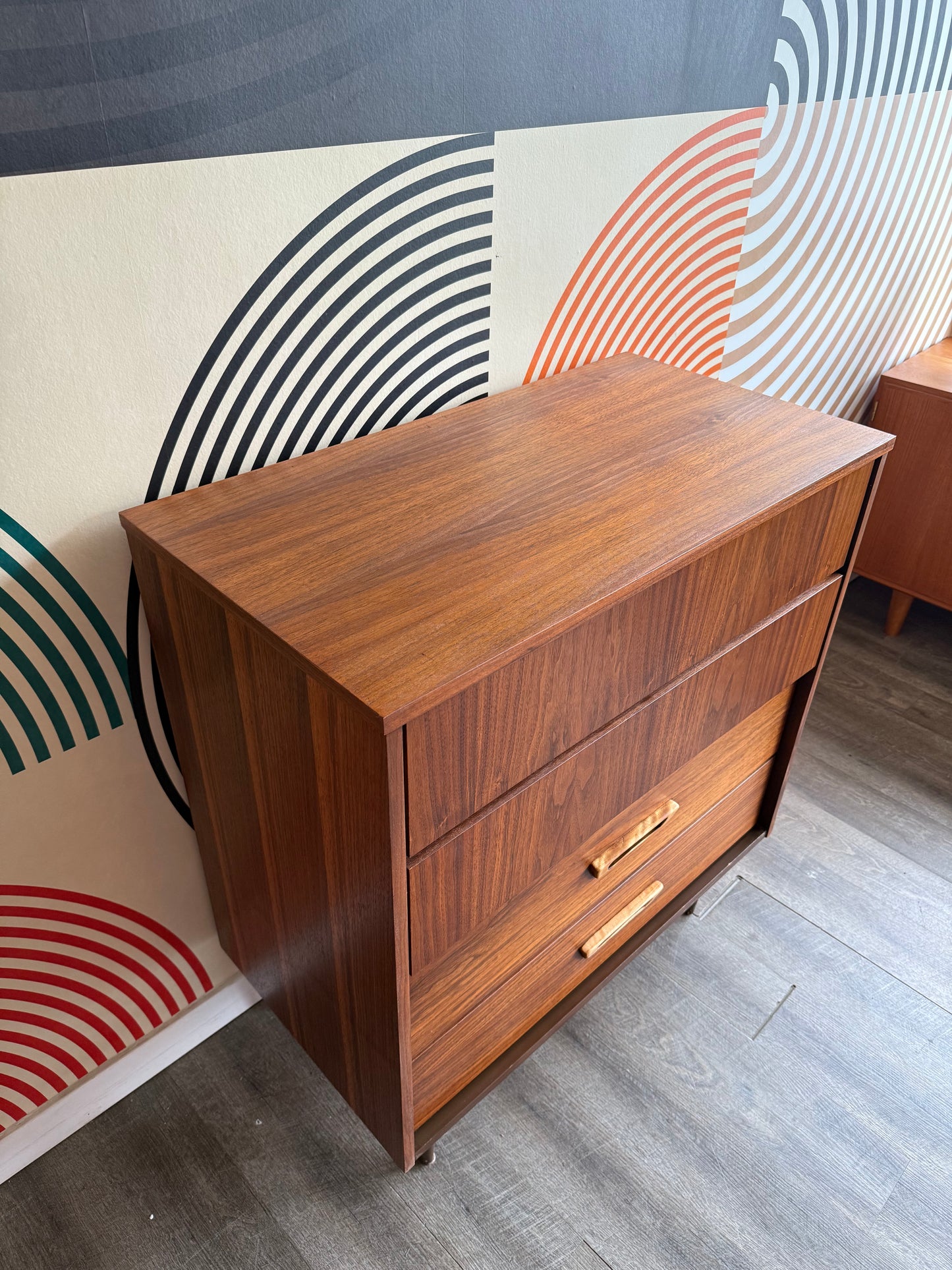 Vintage Vic-Art Walnut 4 Drawer Dresser