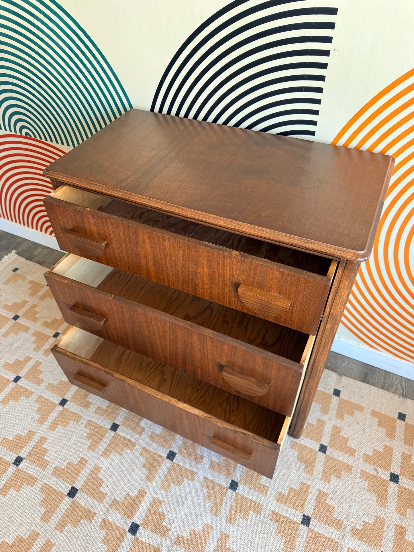 Vintage Walnut 3 Drawer Dresser
