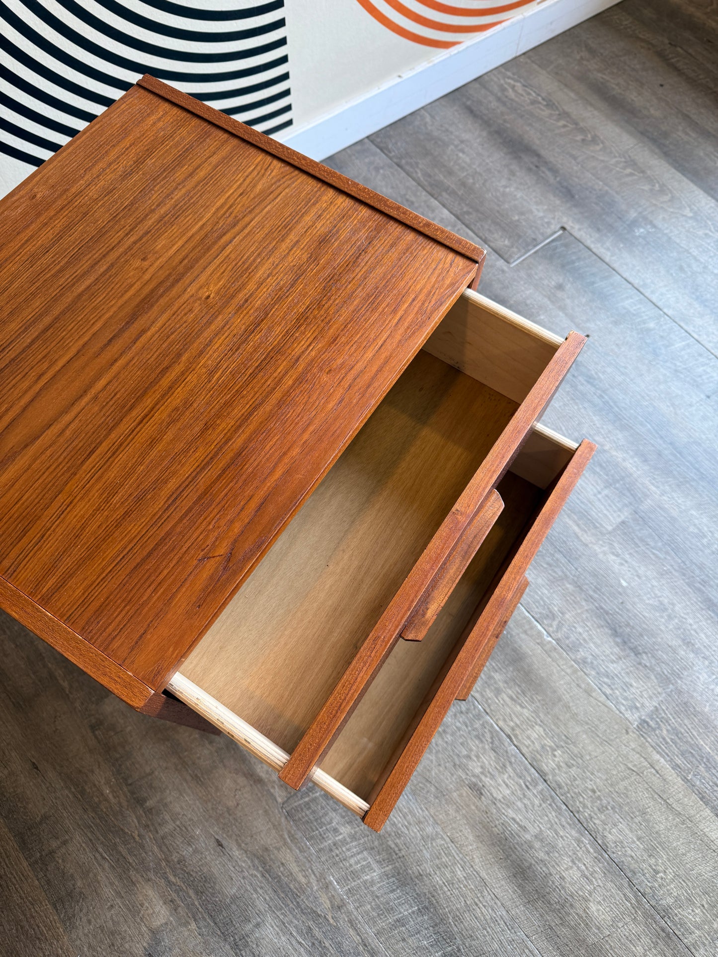 Single Teak Nighstand on Metal Legs