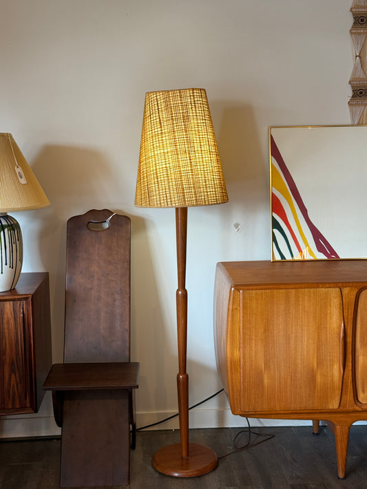 Vintage 1960s Solid Teak Floor Lamp