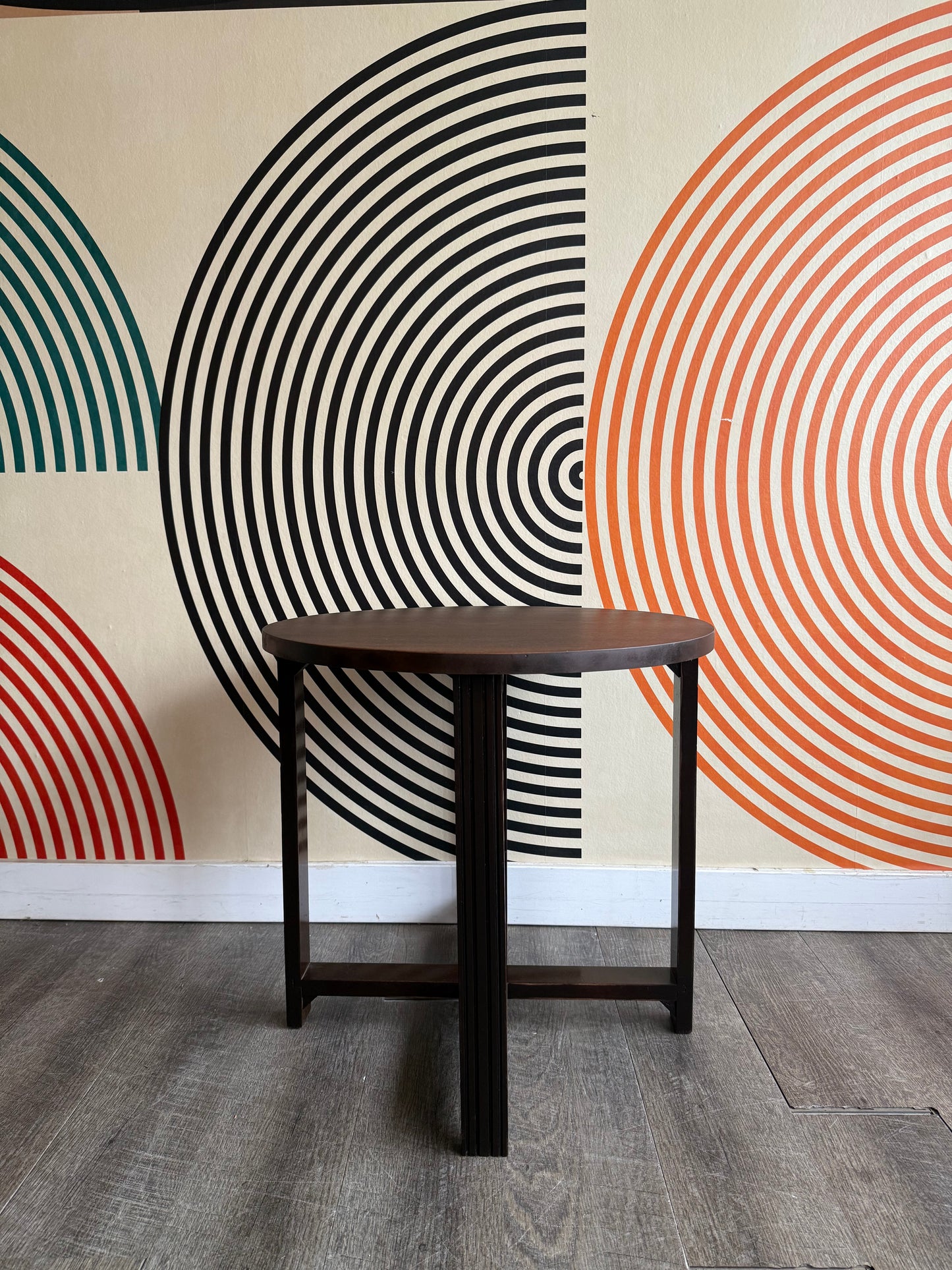 Vintage Round Walnut Side Table