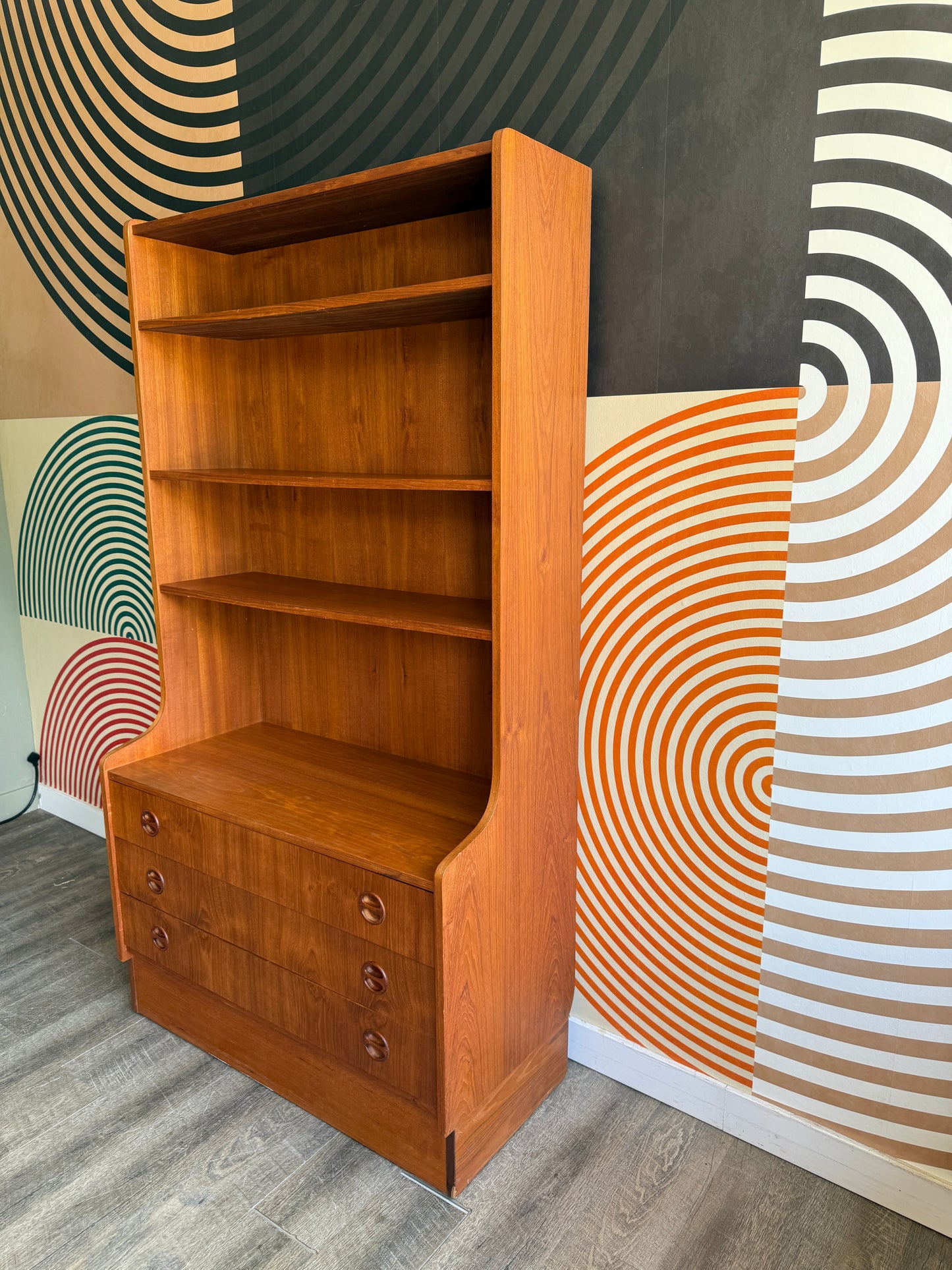 Vintage Teak Wall Unit with Drawers