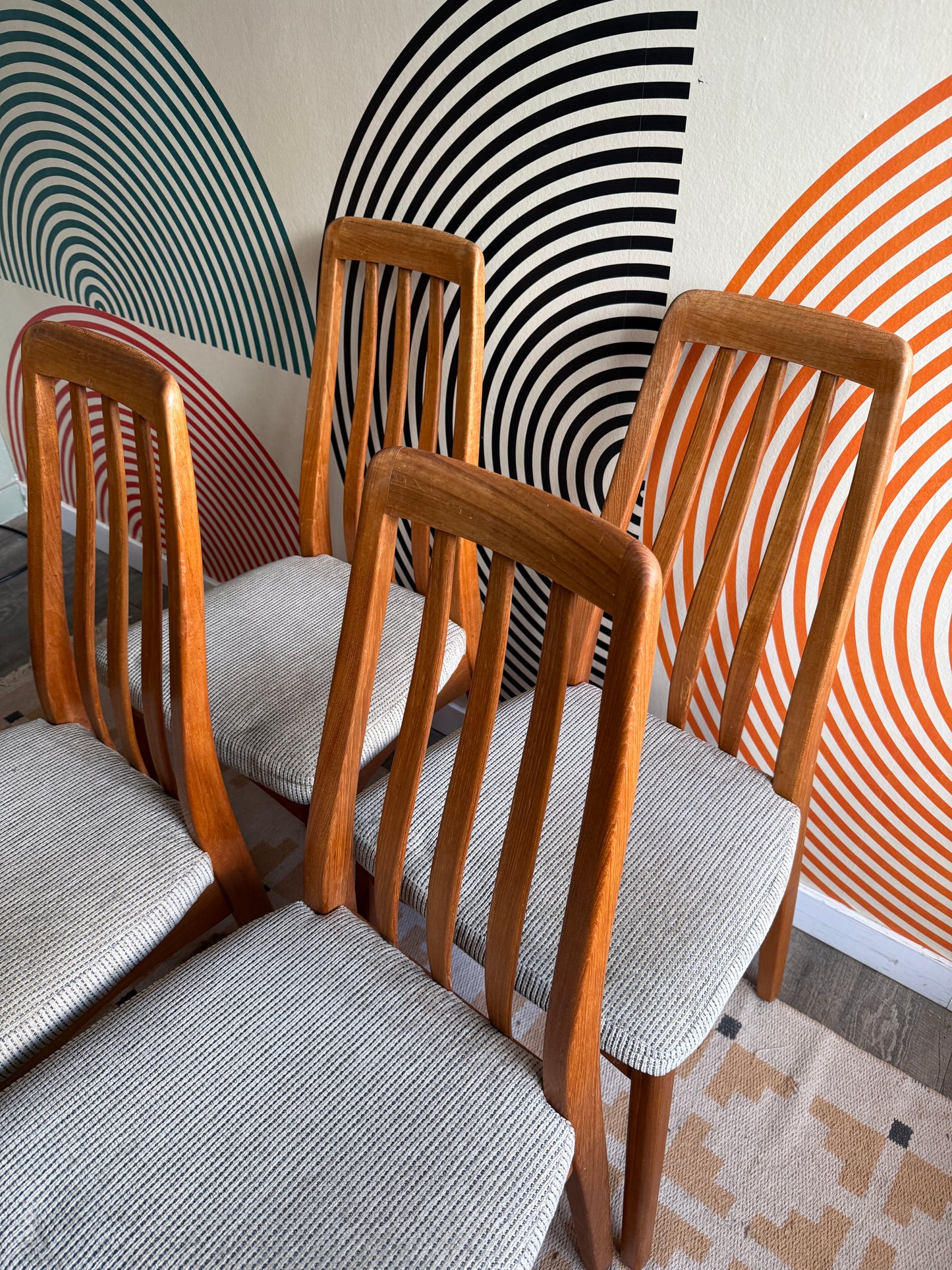 Set of 4 Vintage Eva Teak Dining Chairs