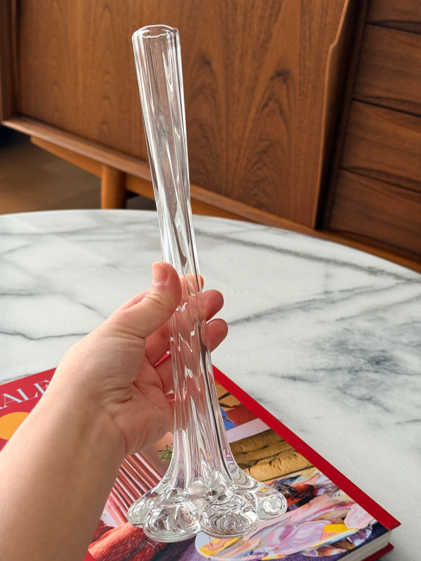 Vintage Twisted Glass Bud Vase