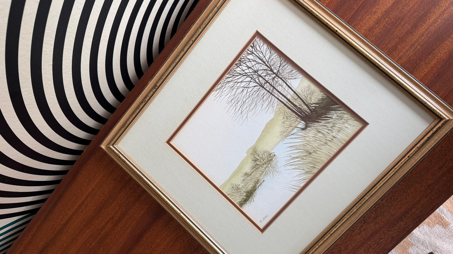 Framed River Landscape Watercolor (Signed)