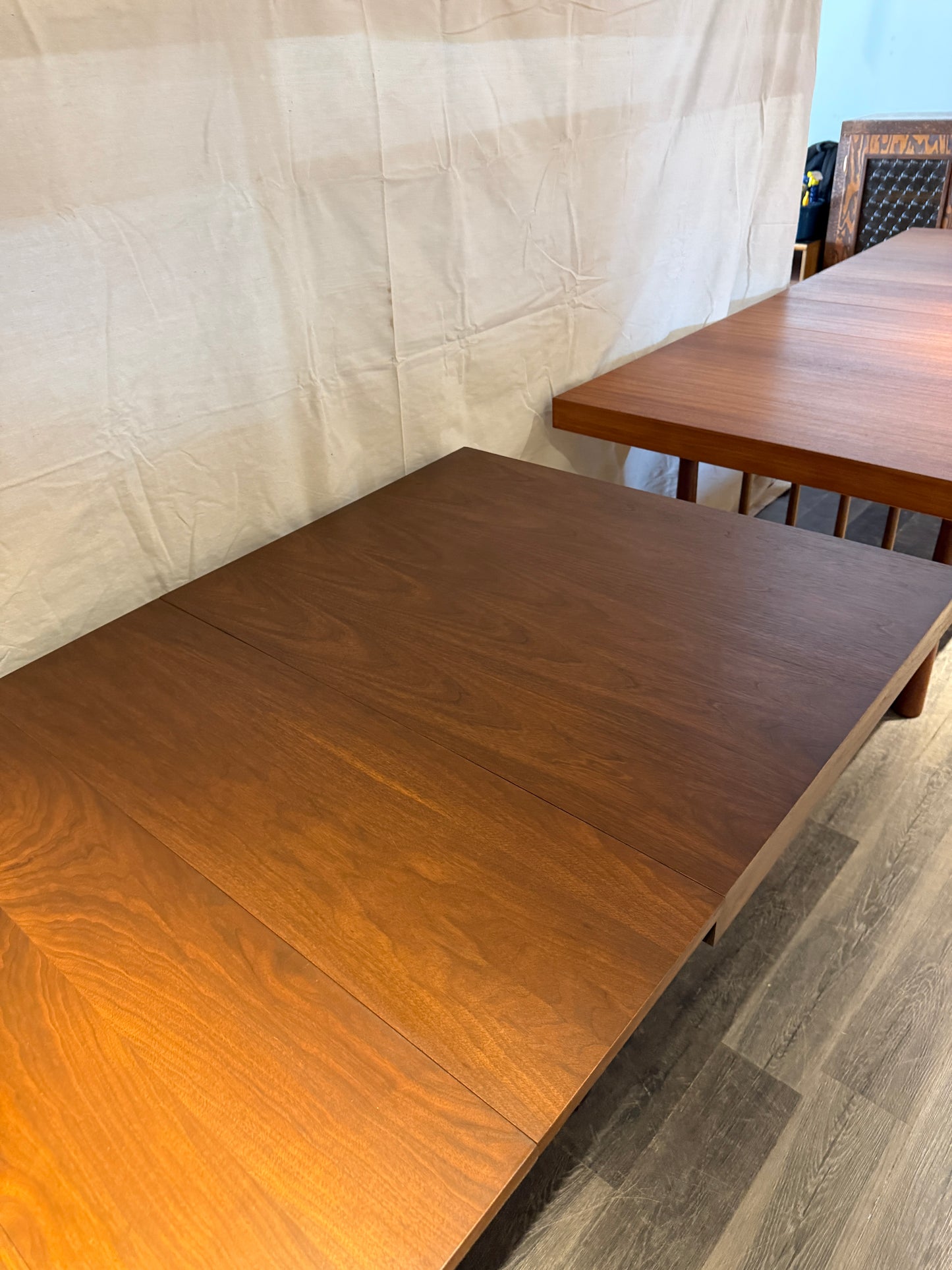 Extendable Vintage Walnut Dining Table by Walter Wabash