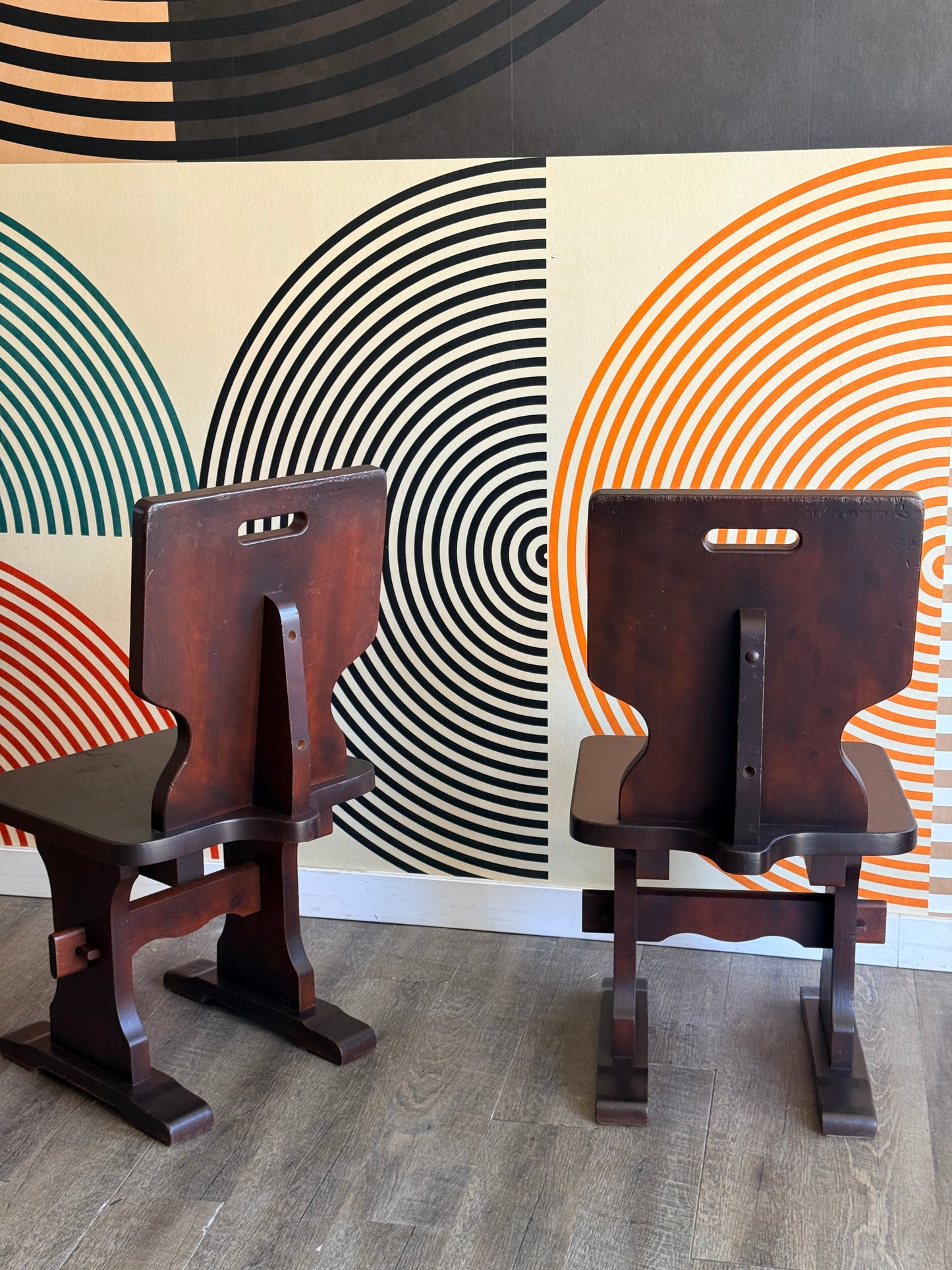 Vintage Brutalist Wooden Chairs