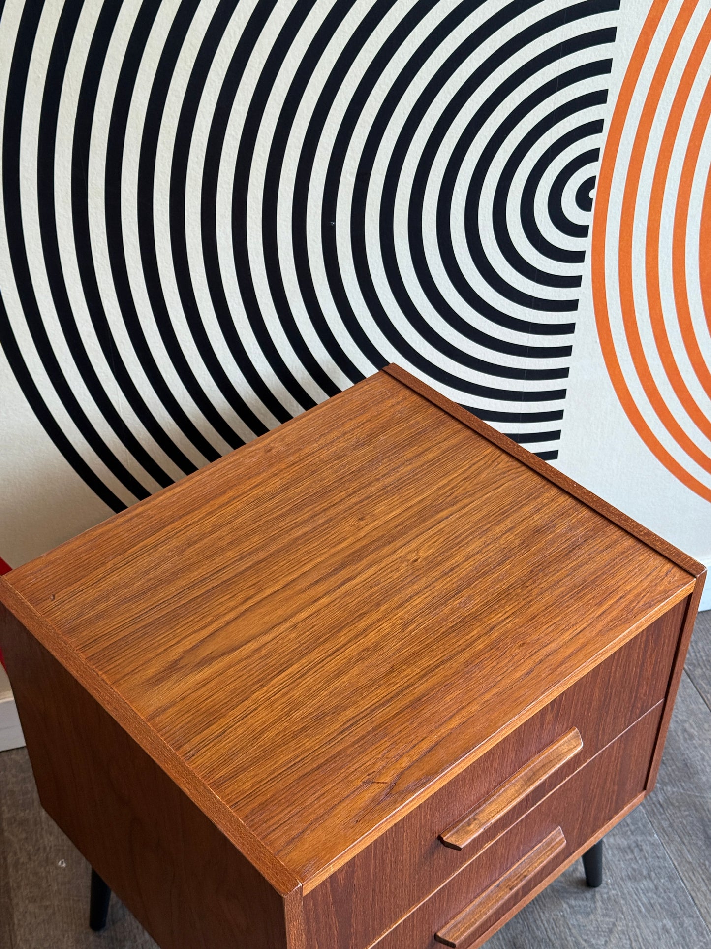 Single Teak Nighstand on Metal Legs