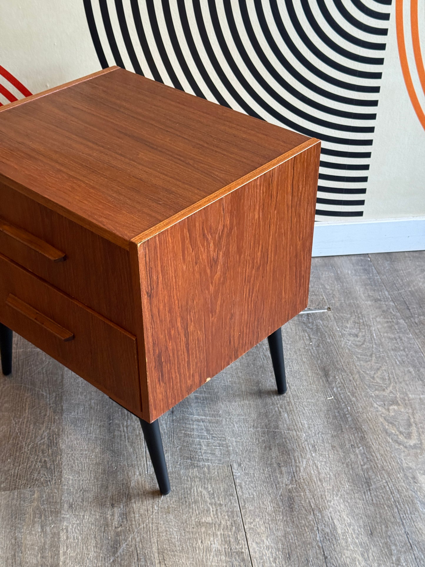 Single Teak Nighstand on Metal Legs