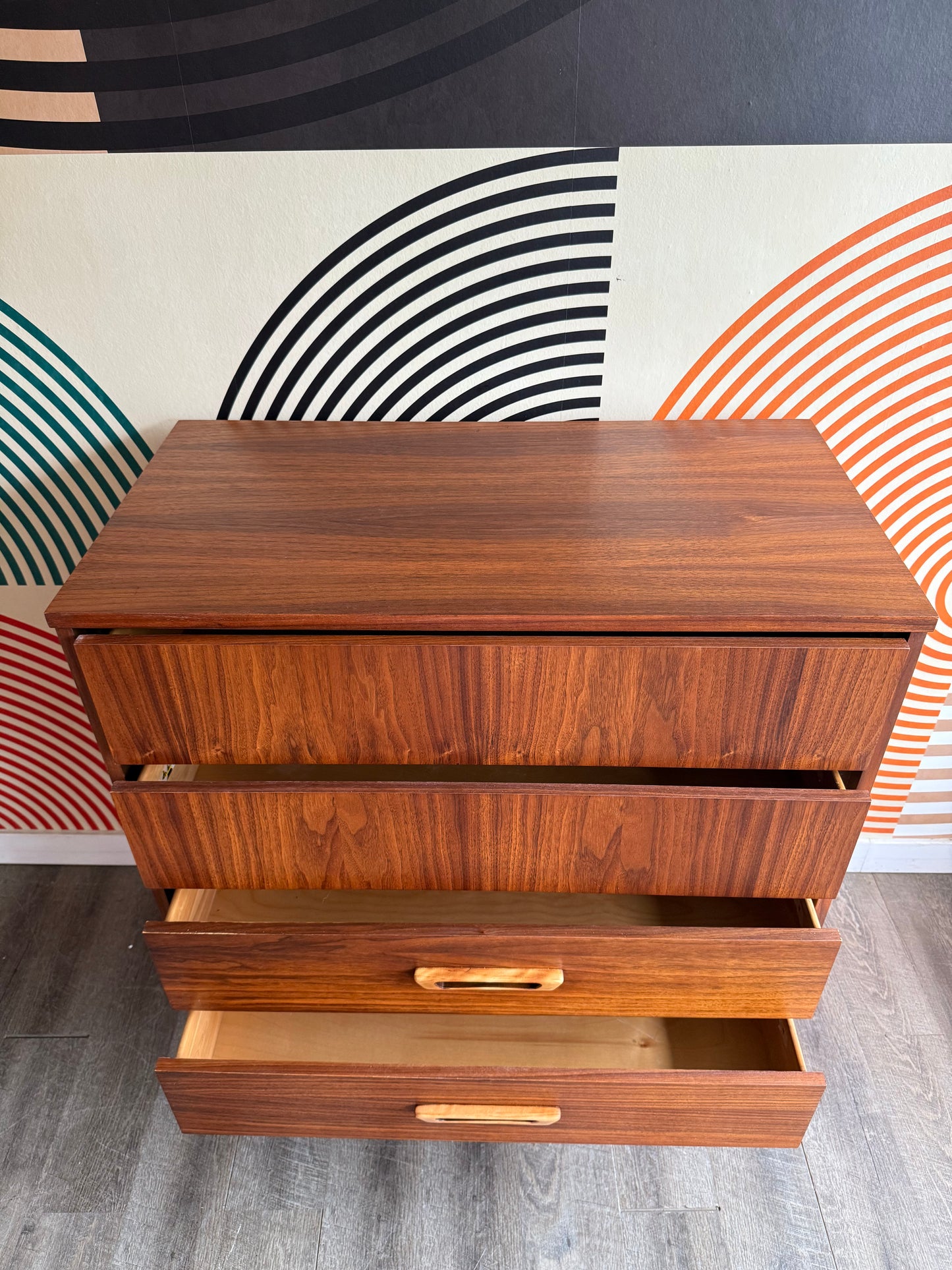 Vintage Vic-Art Walnut 4 Drawer Dresser