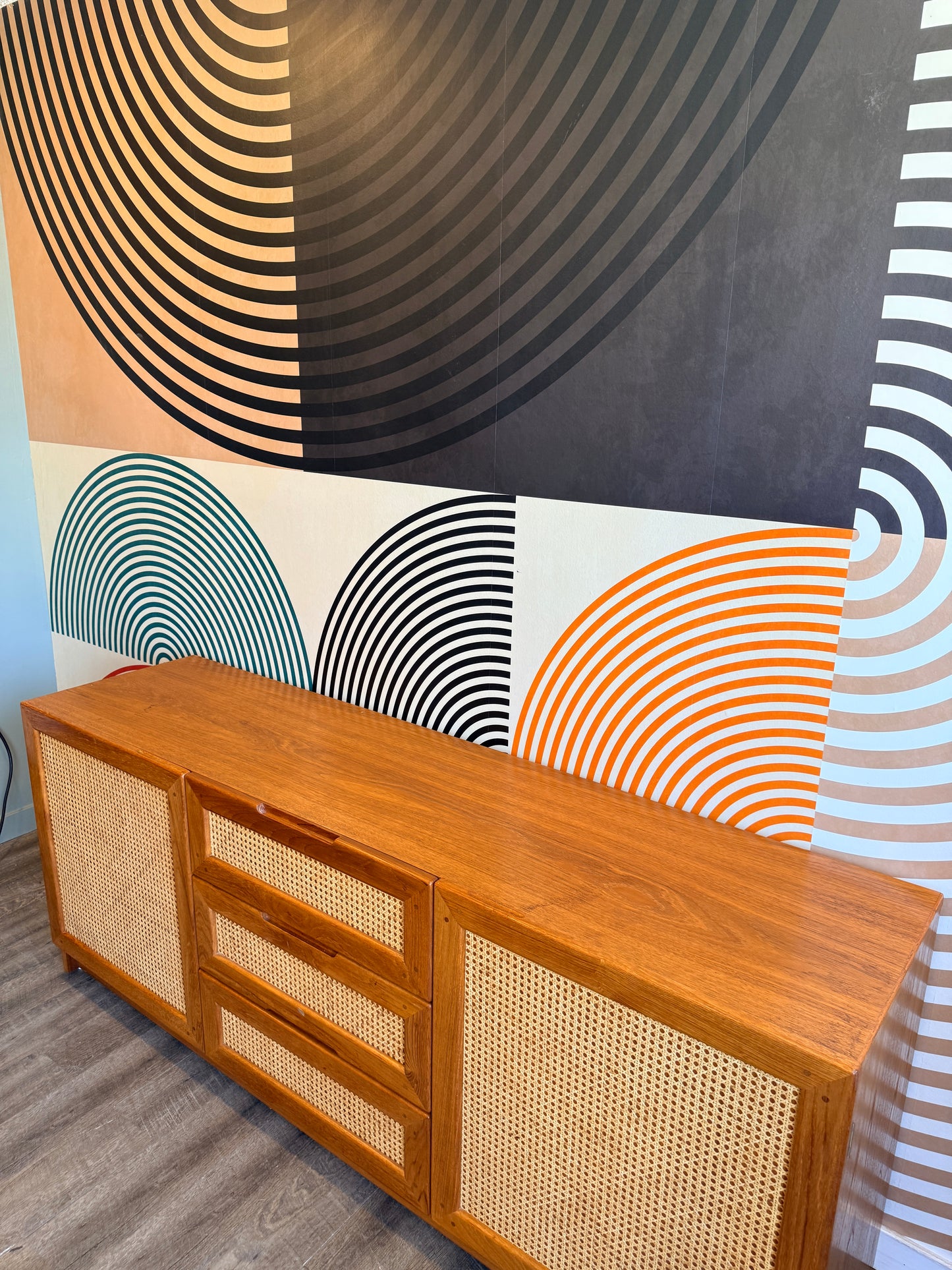 Danish Teak and Cane Credenza by Dyrlund