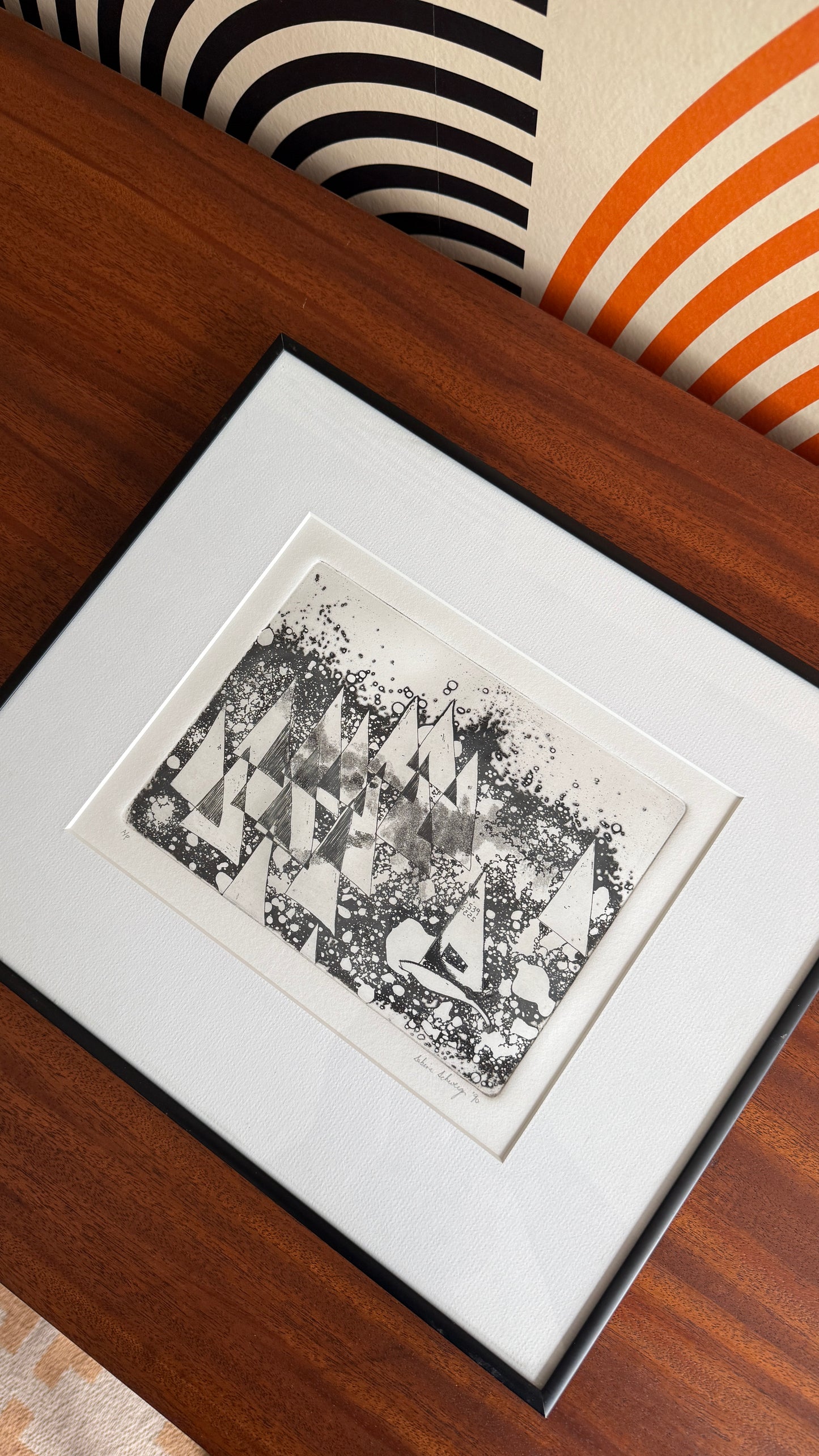 1990 Signed Sailboat Etching (Framed)