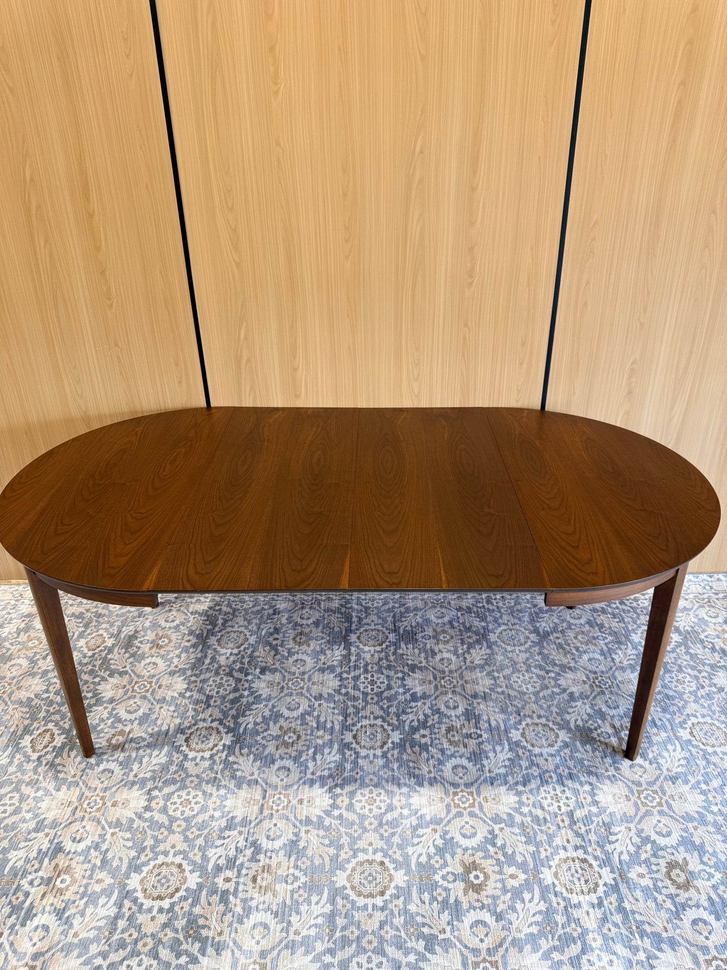 Vintage Round Walnut Dining Table with Two Leaves
