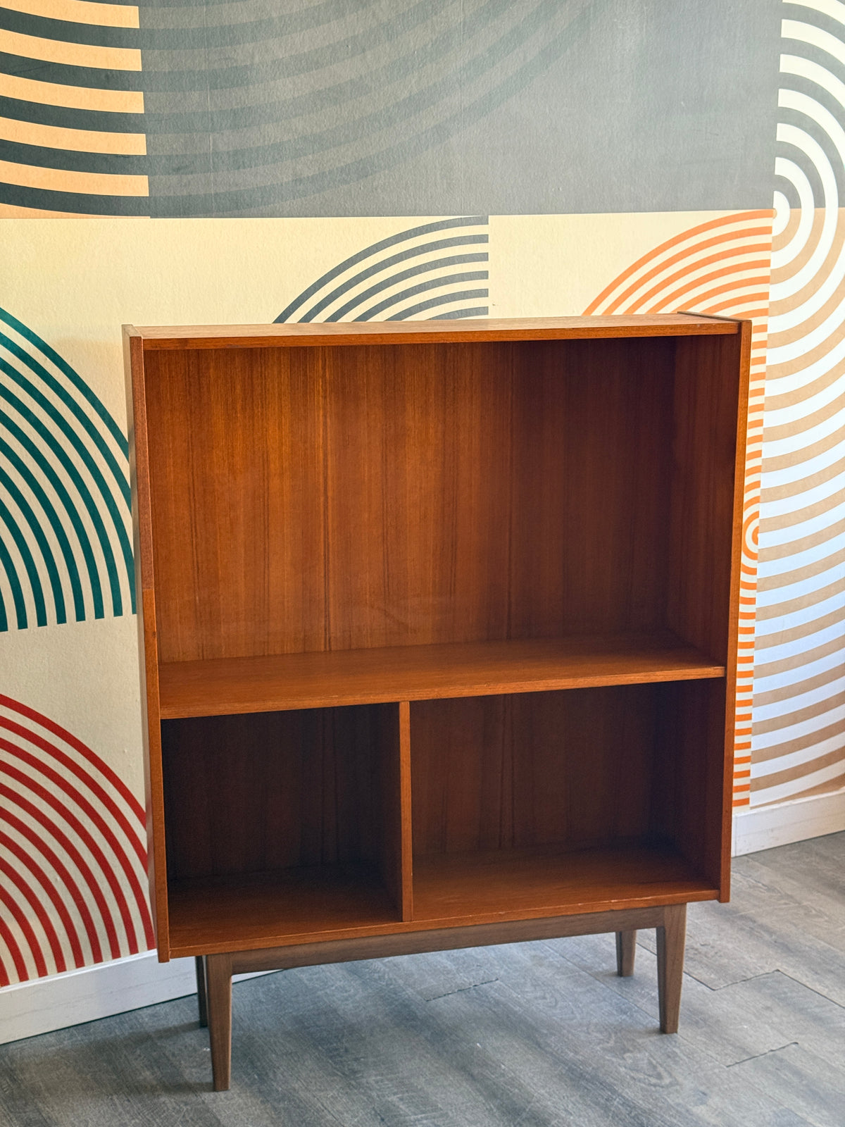 Vintage Teak Bookcase on Walnut Legs